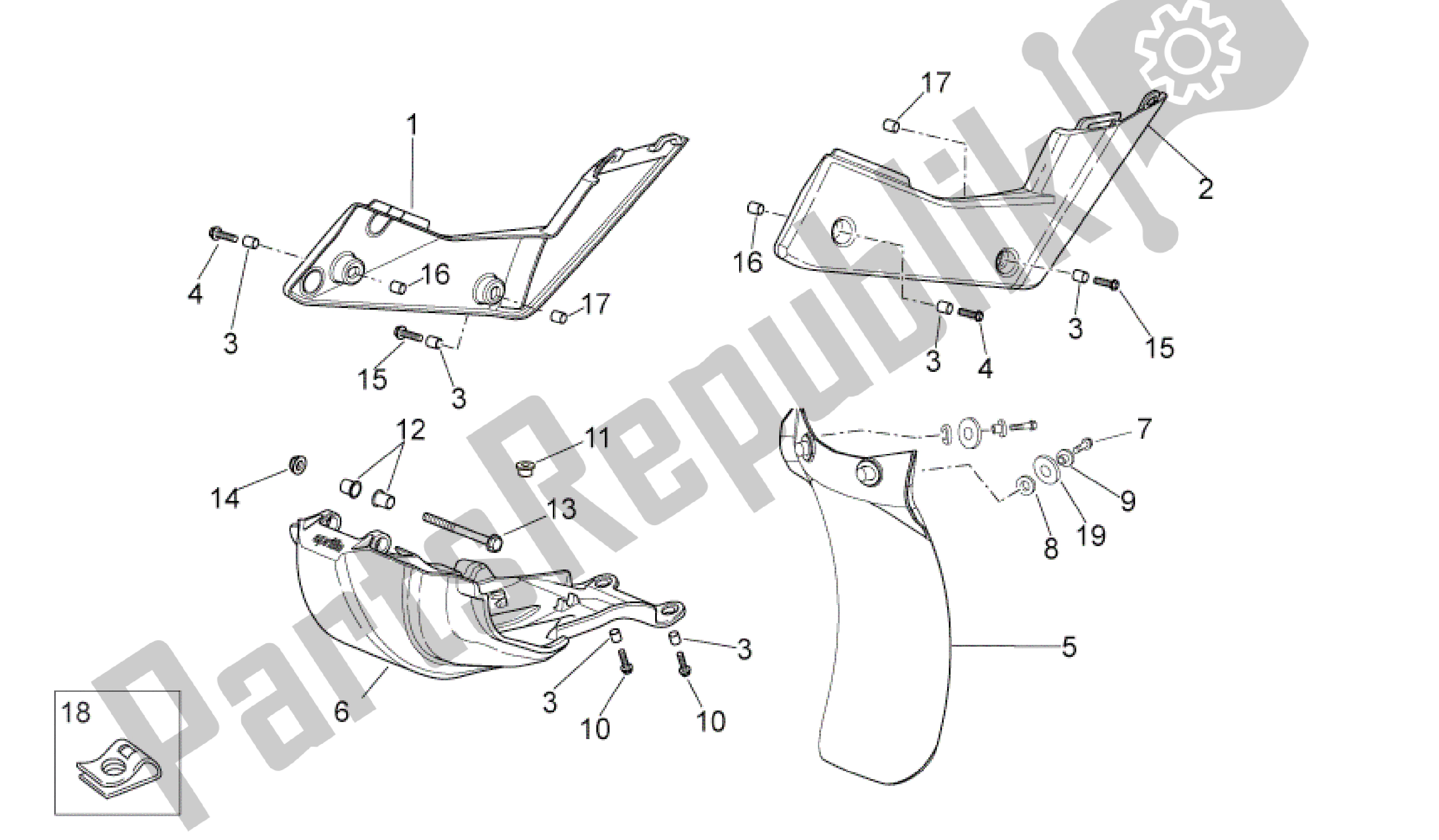 All parts for the Central Body of the Aprilia RXV 450 2009 - 2011