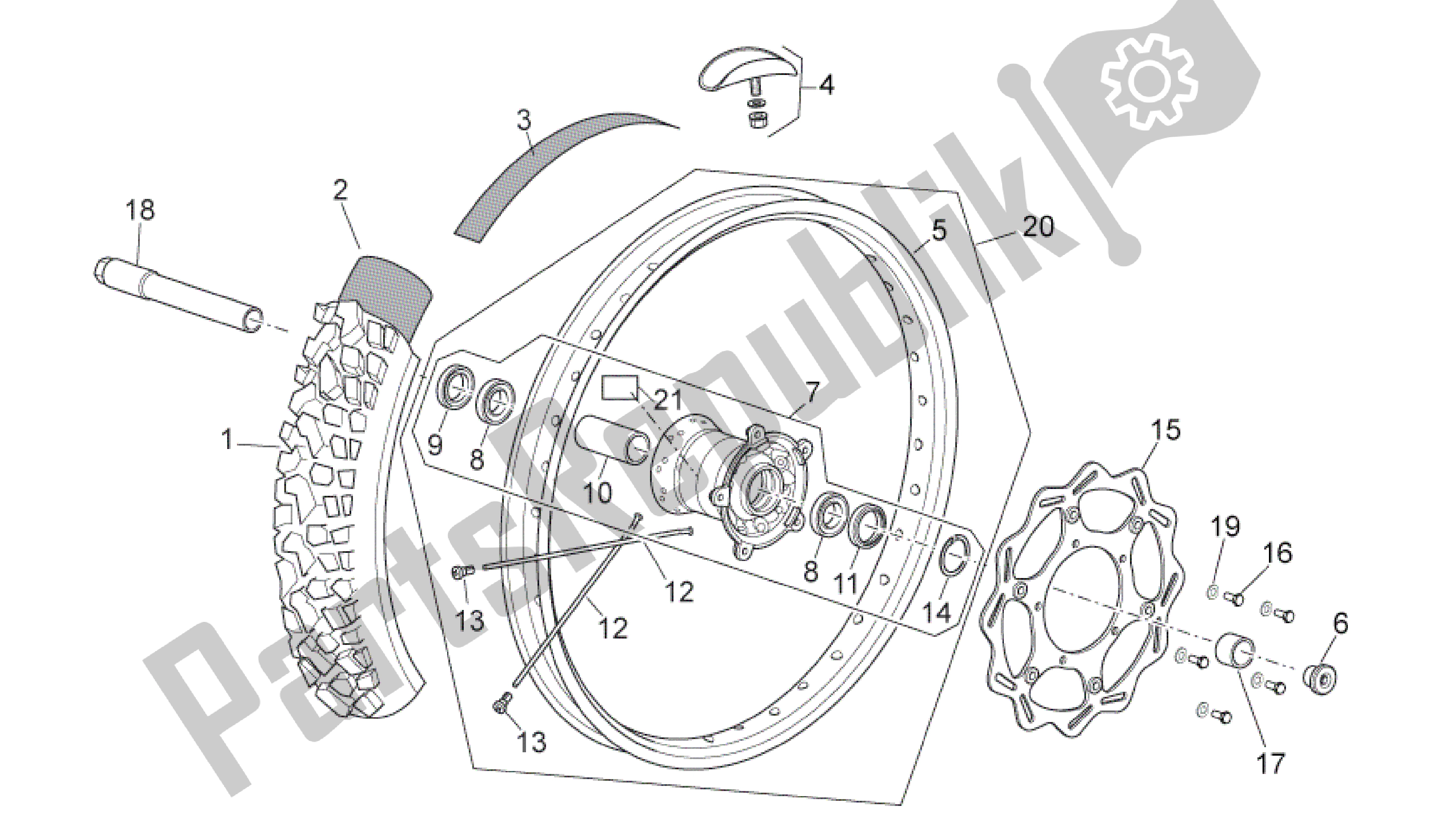 Todas as partes de Roda Da Frente do Aprilia RXV 450 2009 - 2011