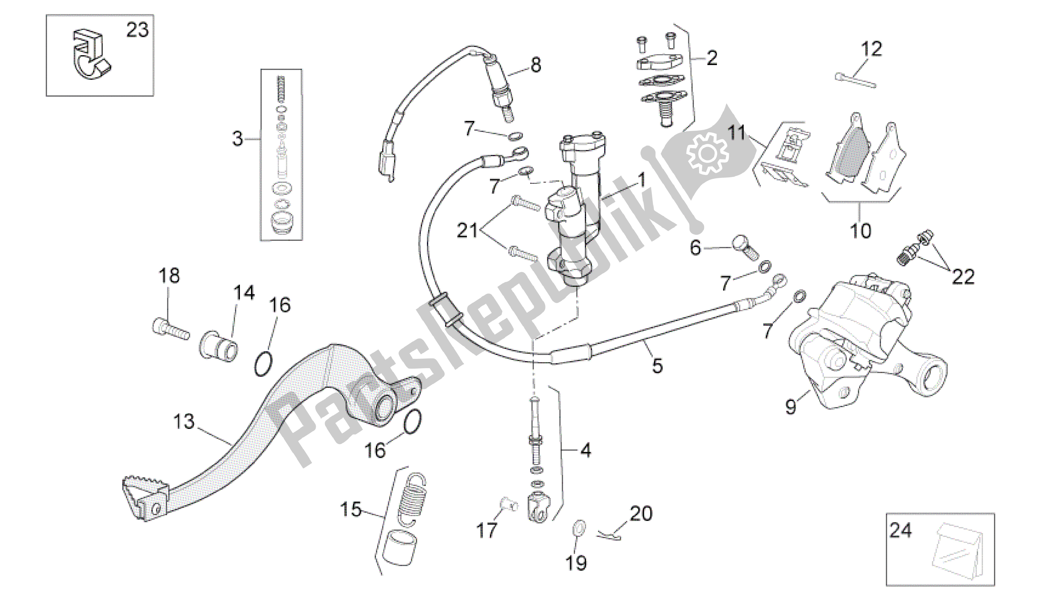 All parts for the Rear Brake System of the Aprilia RXV 450 2009 - 2011