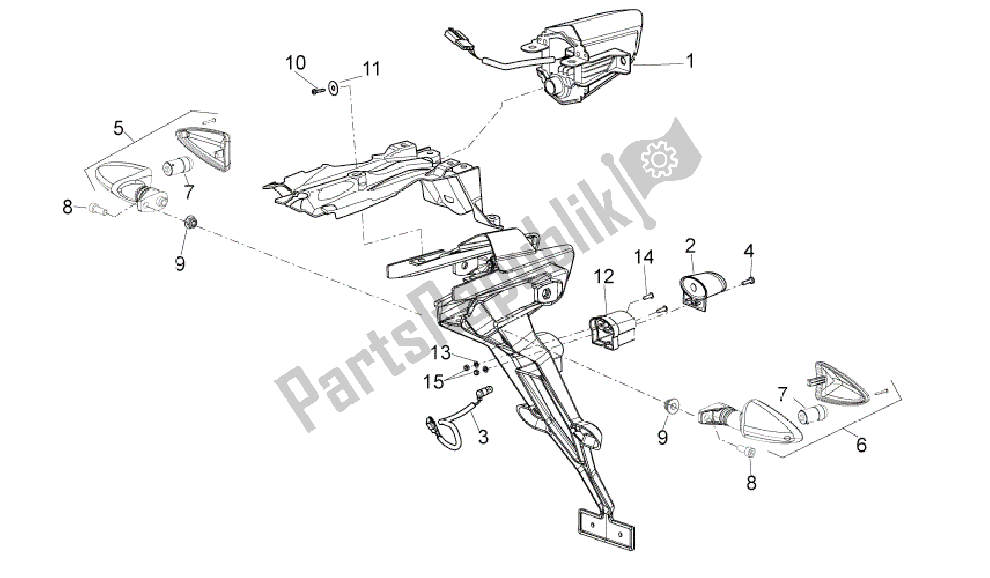 Alle onderdelen voor de Achterlichten van de Aprilia RXV 450 2009 - 2011