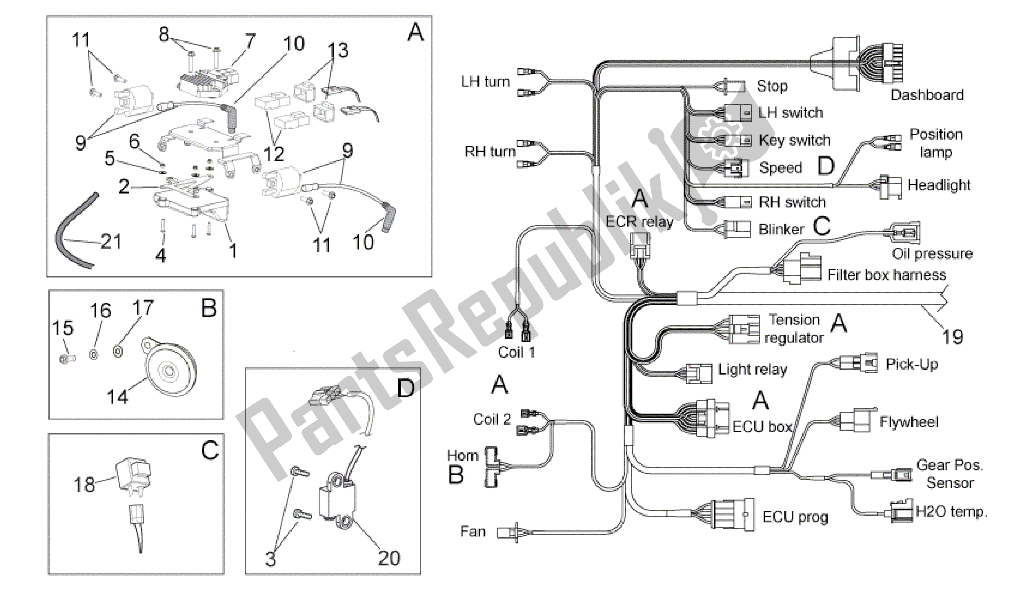 Toutes les pièces pour le Système électrique I du Aprilia RXV 450 2009 - 2011