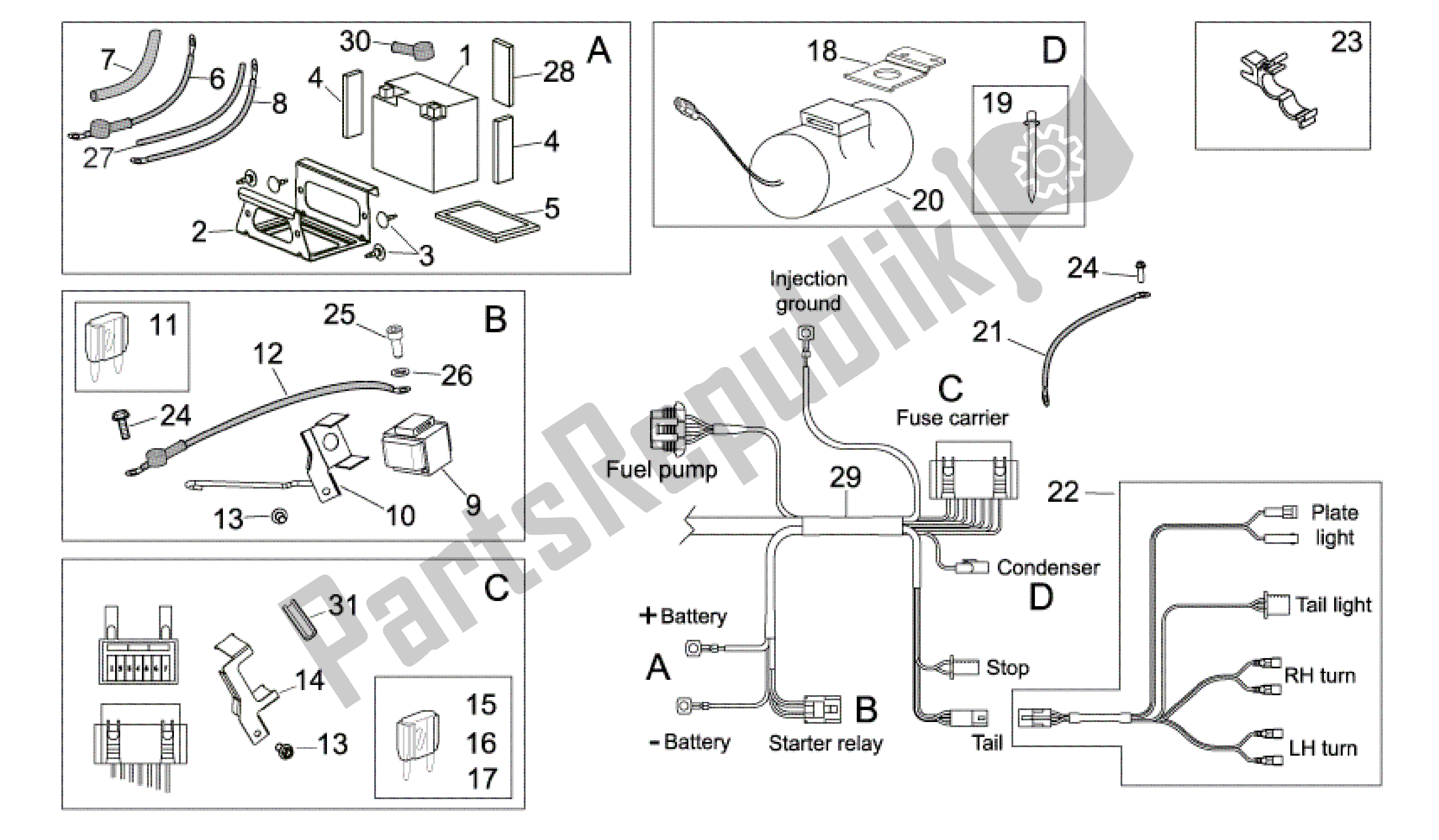 Toutes les pièces pour le Système électrique Ii du Aprilia RXV 450 2009 - 2011