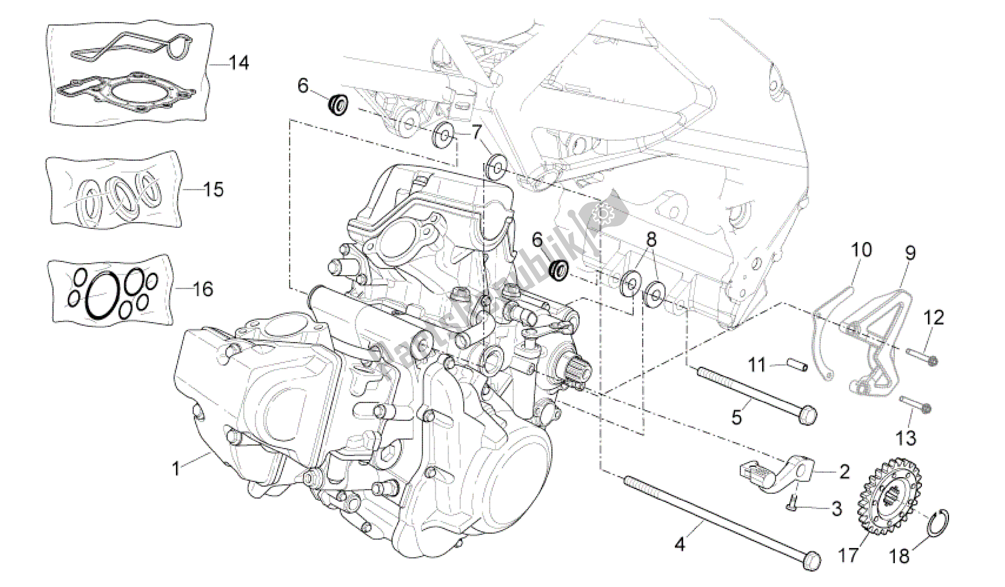 All parts for the Engine of the Aprilia RXV 450 2009 - 2011