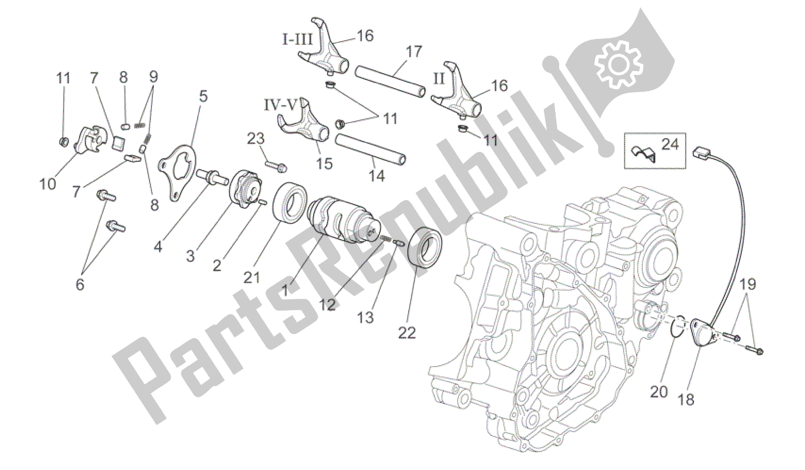 All parts for the Gear Box Selector Ii of the Aprilia RXV 450 2009 - 2011
