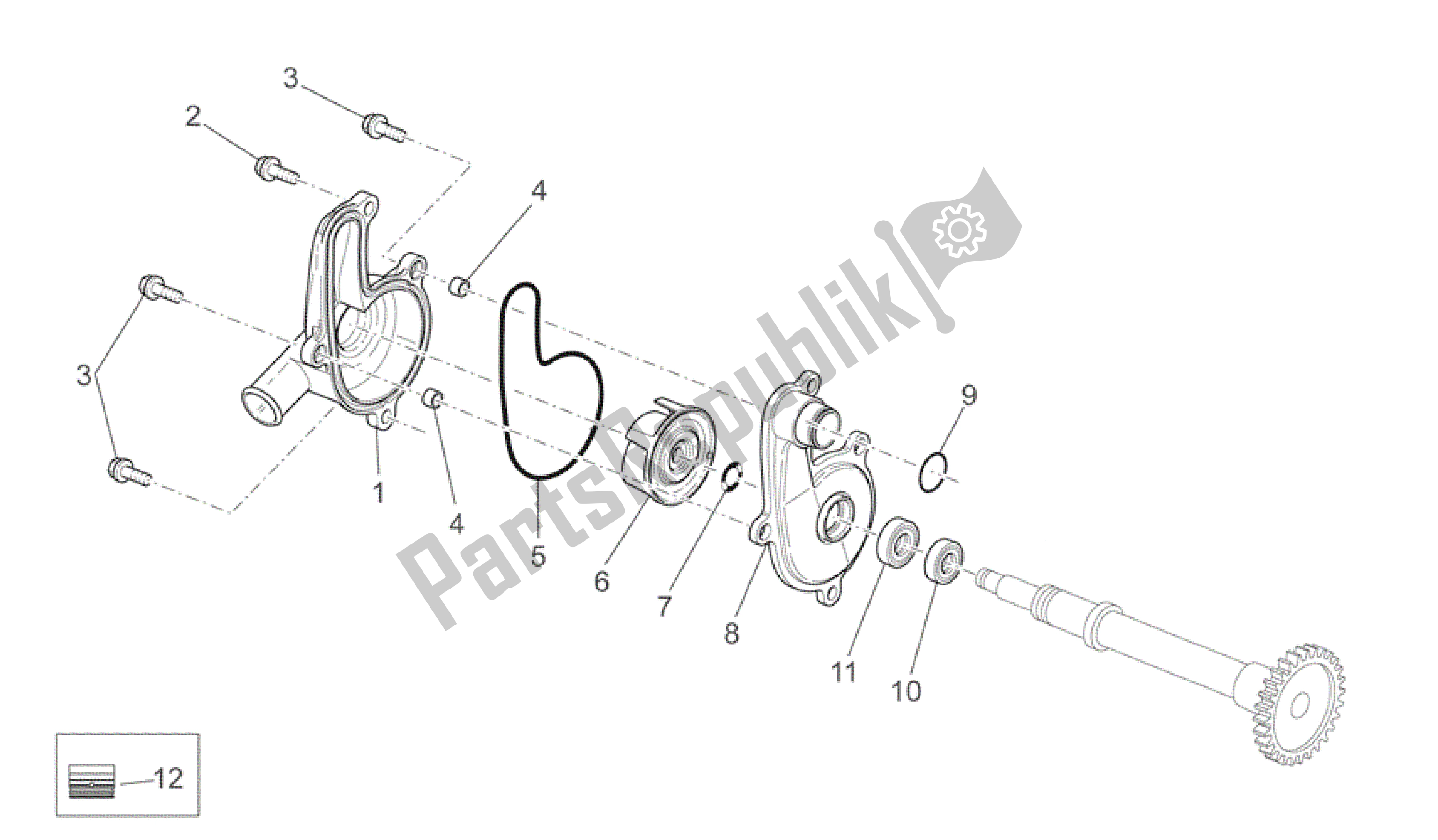 All parts for the Water Pump of the Aprilia RXV 450 2009 - 2011