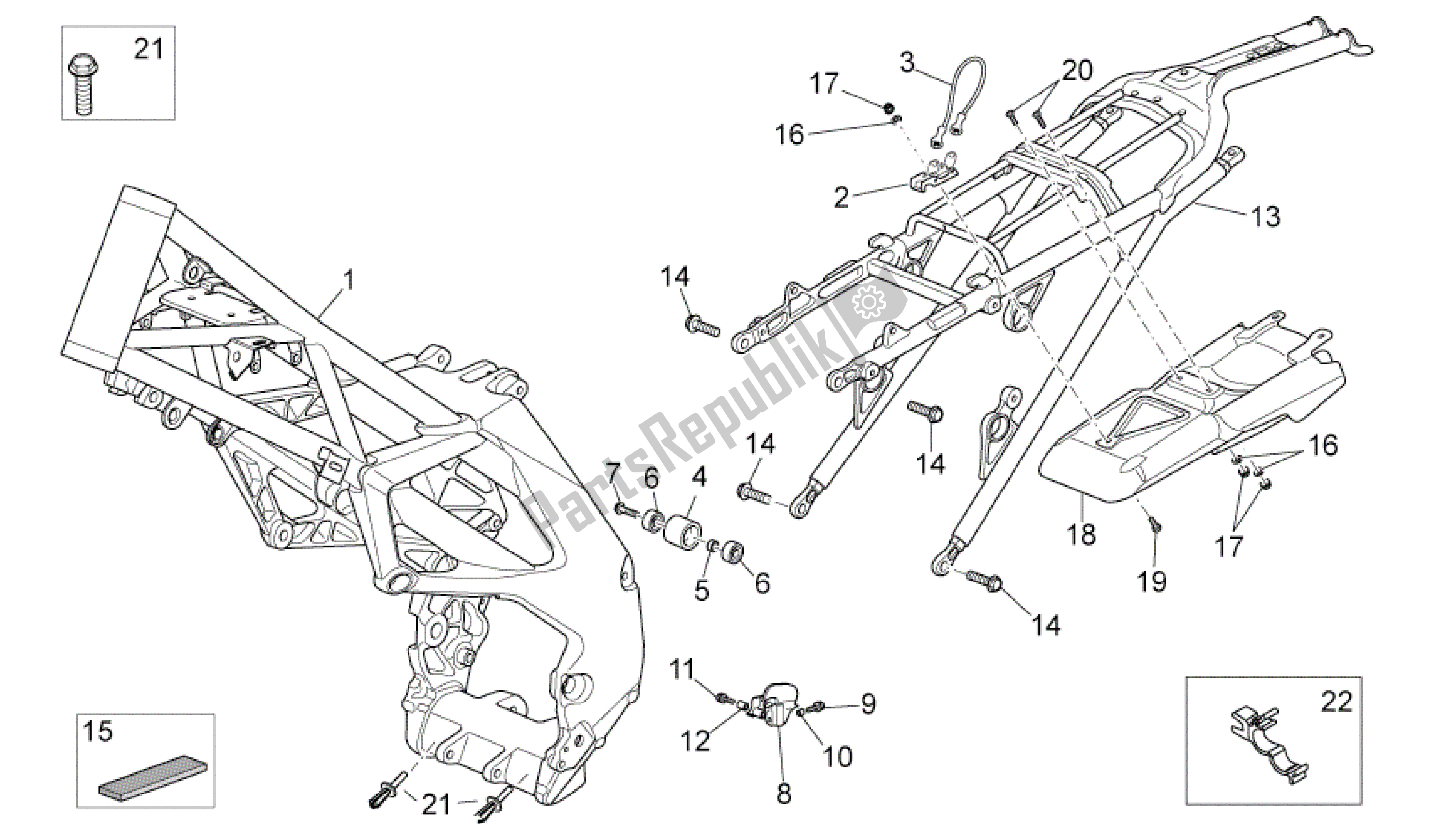 Tutte le parti per il Telaio del Aprilia RXV 550 2009 - 2011