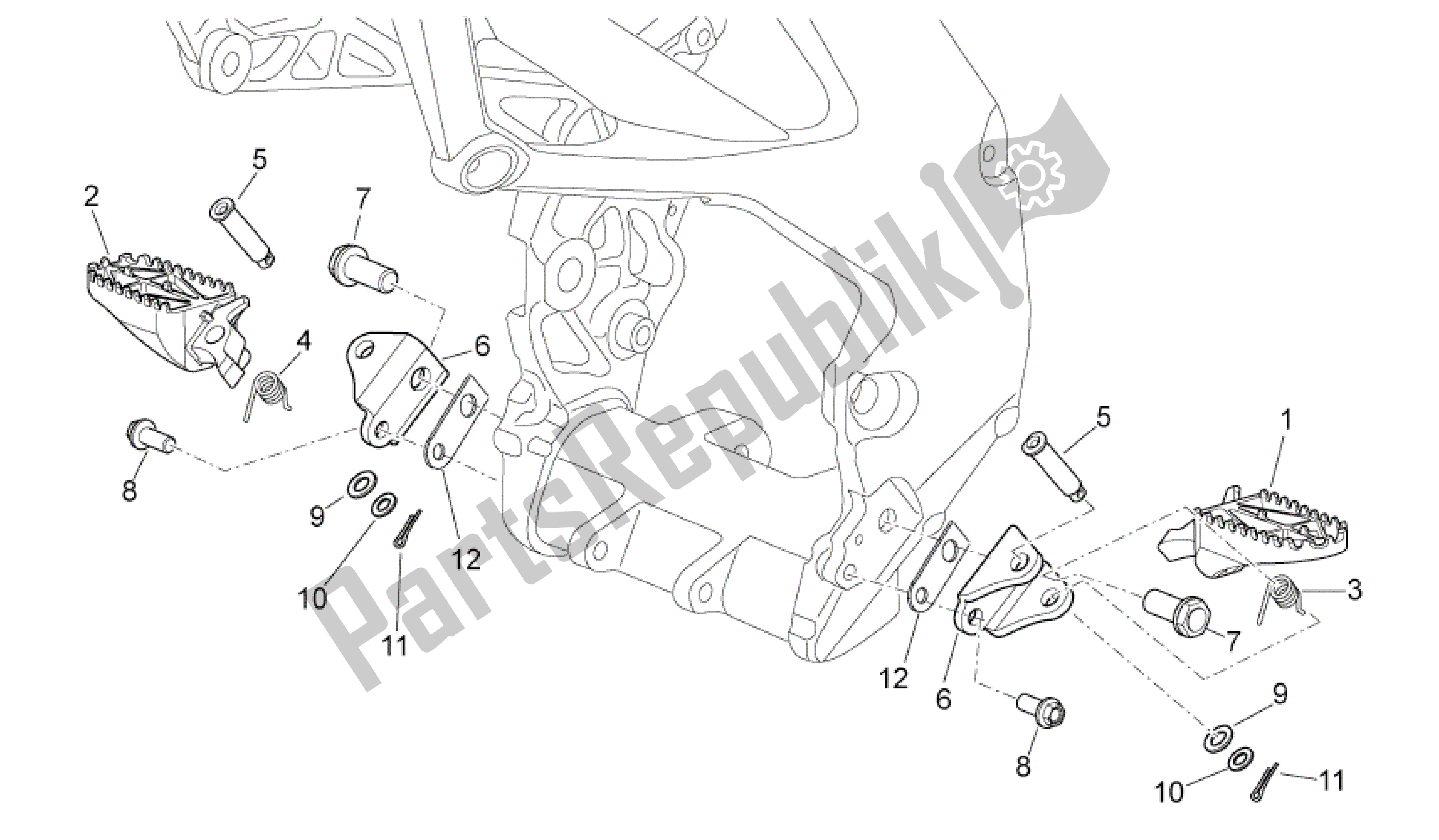 All parts for the Foot Rests of the Aprilia RXV 550 2009 - 2011