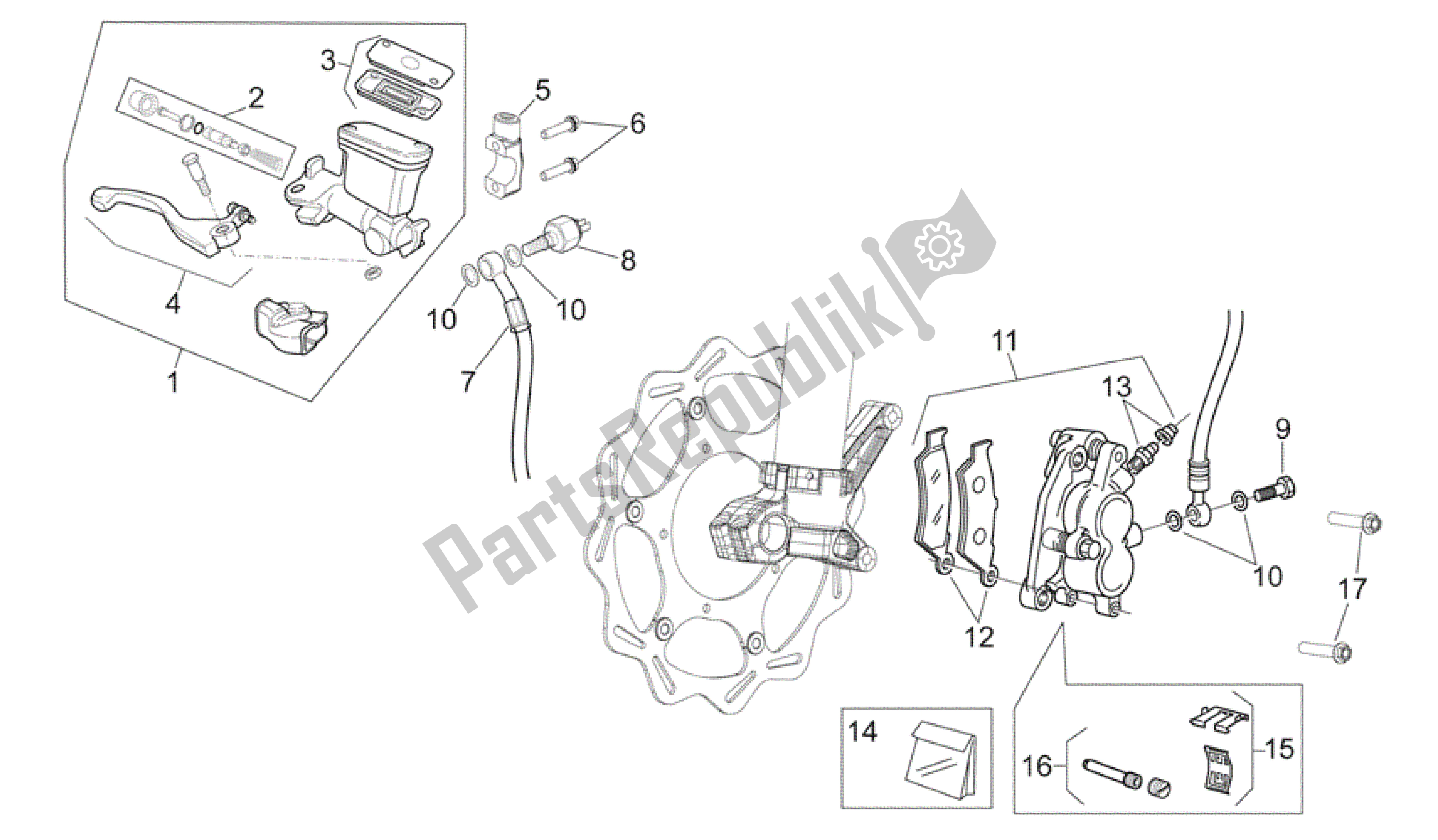 All parts for the Front Brake System I of the Aprilia RXV 550 2009 - 2011