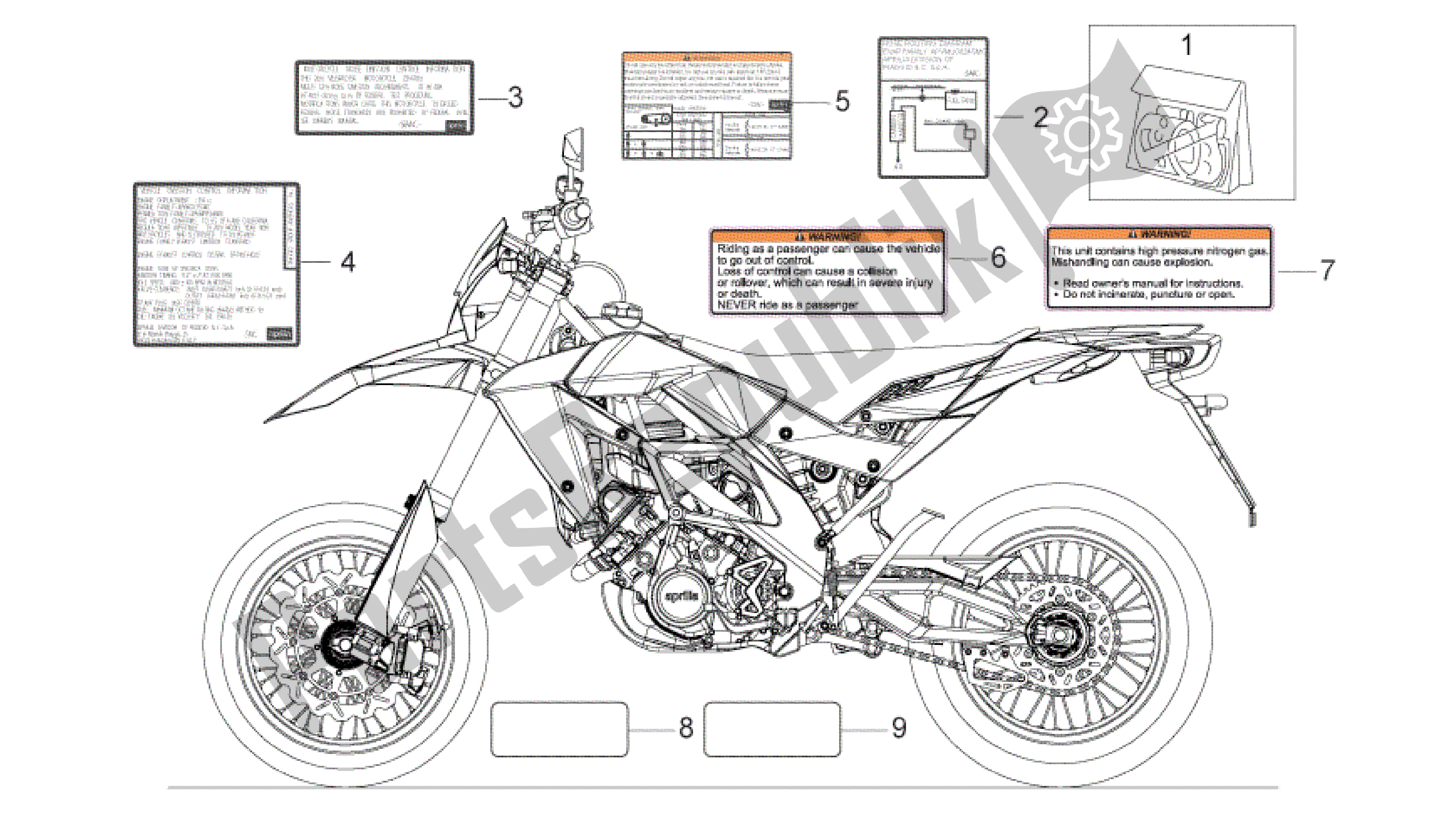 All parts for the Decal of the Aprilia RXV 550 2009 - 2011