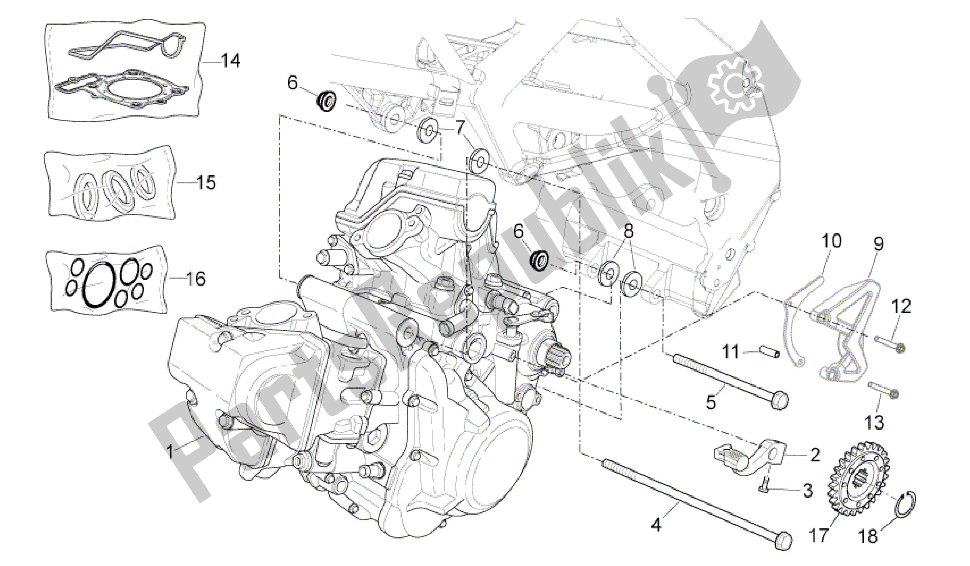 All parts for the Engine of the Aprilia RXV 550 2009 - 2011