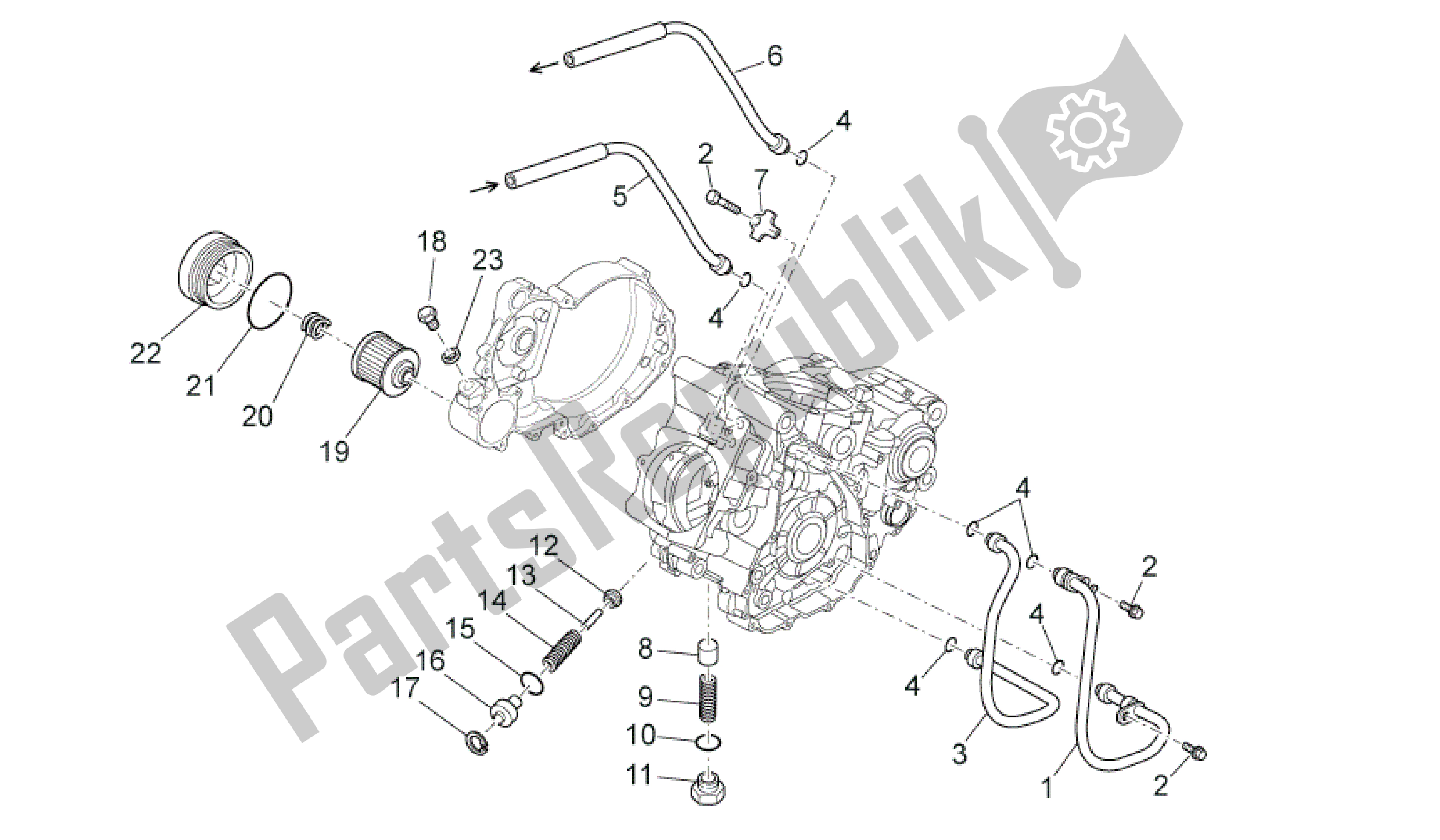 Alle onderdelen voor de Smering van de Aprilia RXV 550 2009 - 2011