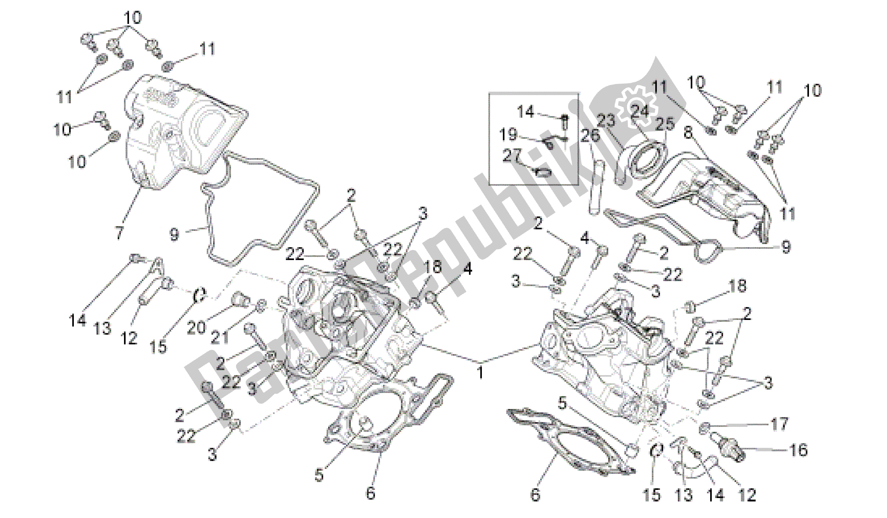 All parts for the Cylinder Head of the Aprilia RXV 550 2009 - 2011