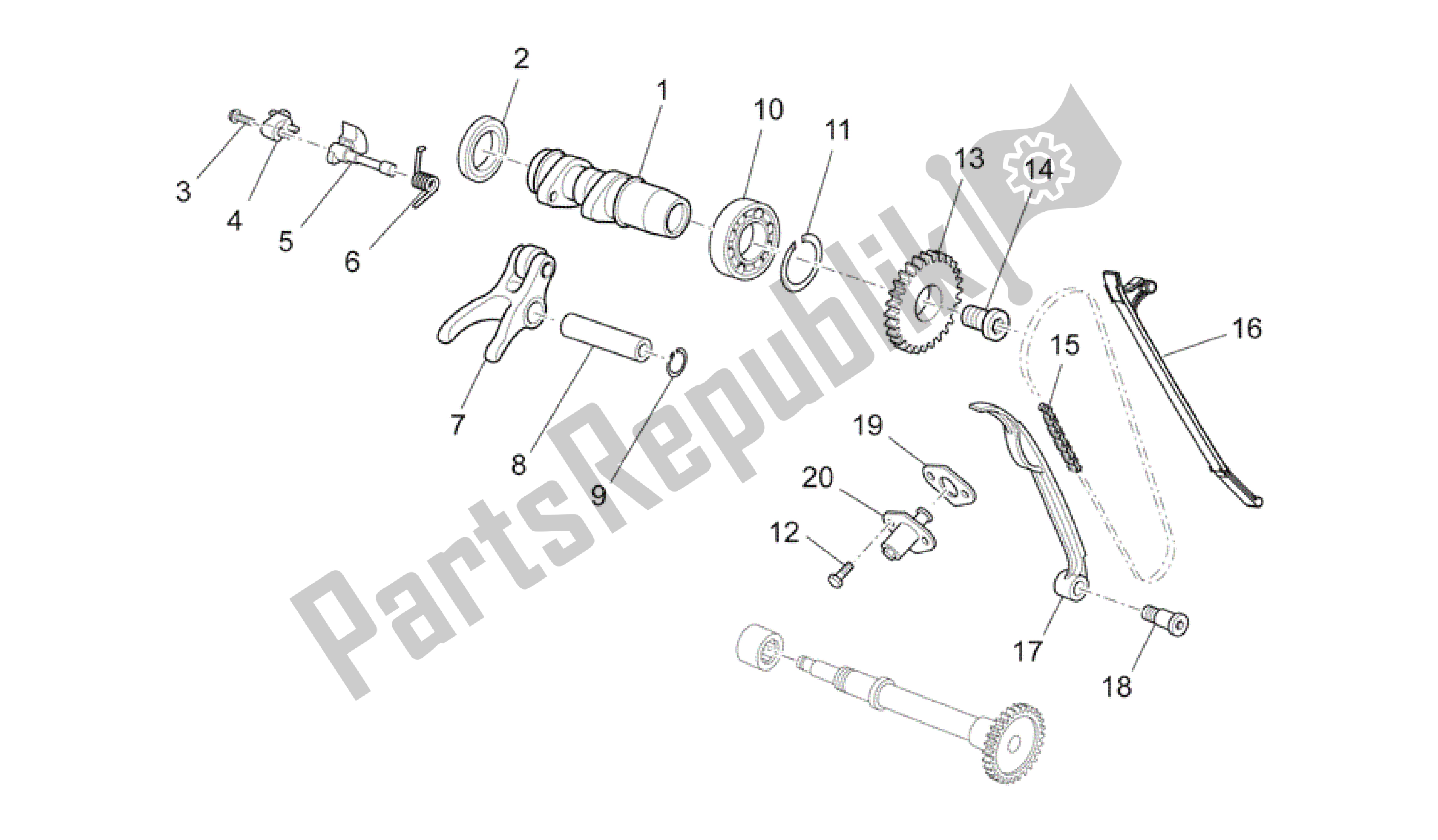 Todas as partes de Sistema De Cronometragem Do Cilindro Dianteiro do Aprilia RXV 550 2009 - 2011