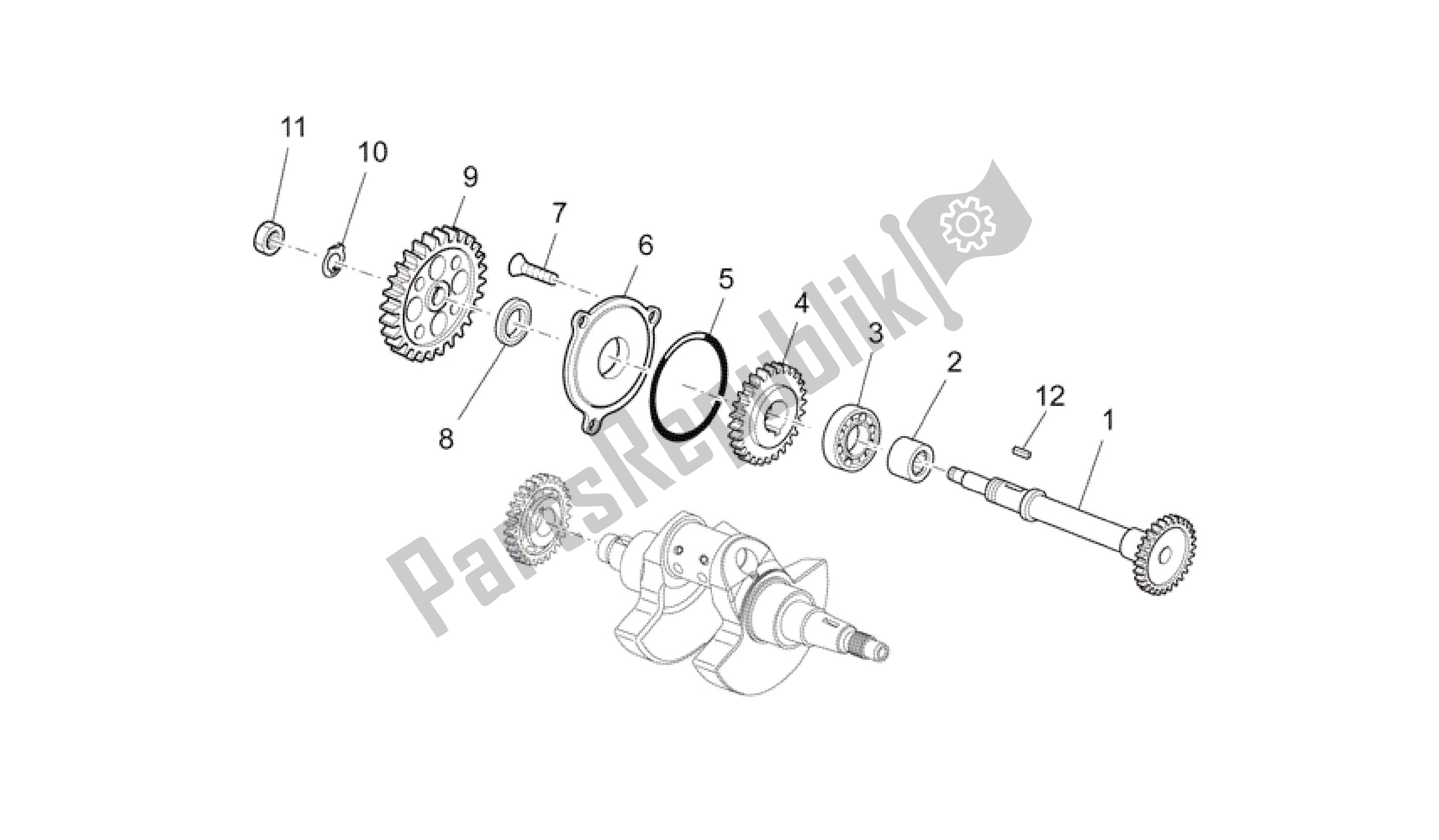 All parts for the Transmission Shaft of the Aprilia RXV 550 2009 - 2011