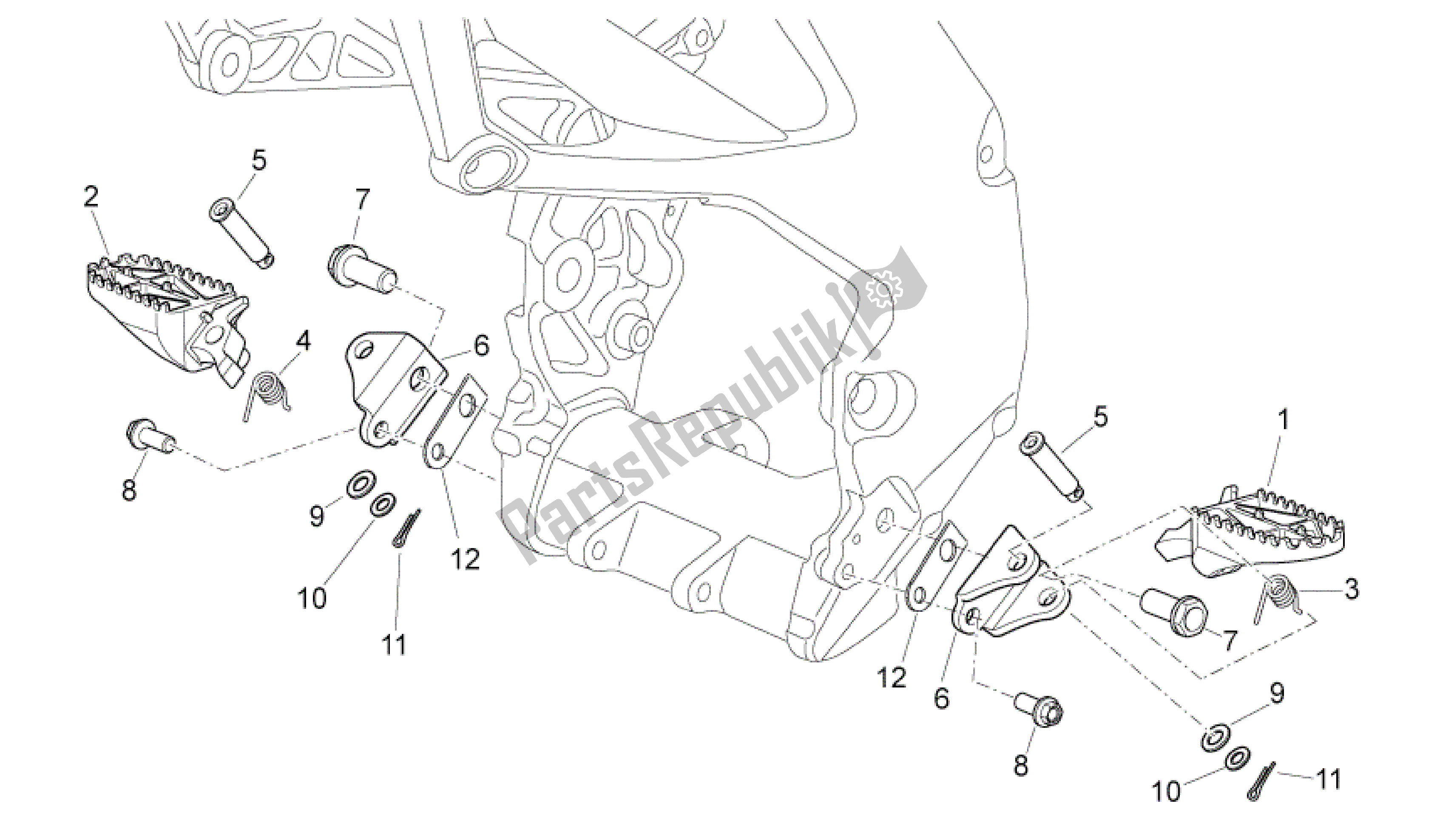 All parts for the Foot Rests of the Aprilia SXV 450 2009 - 2011