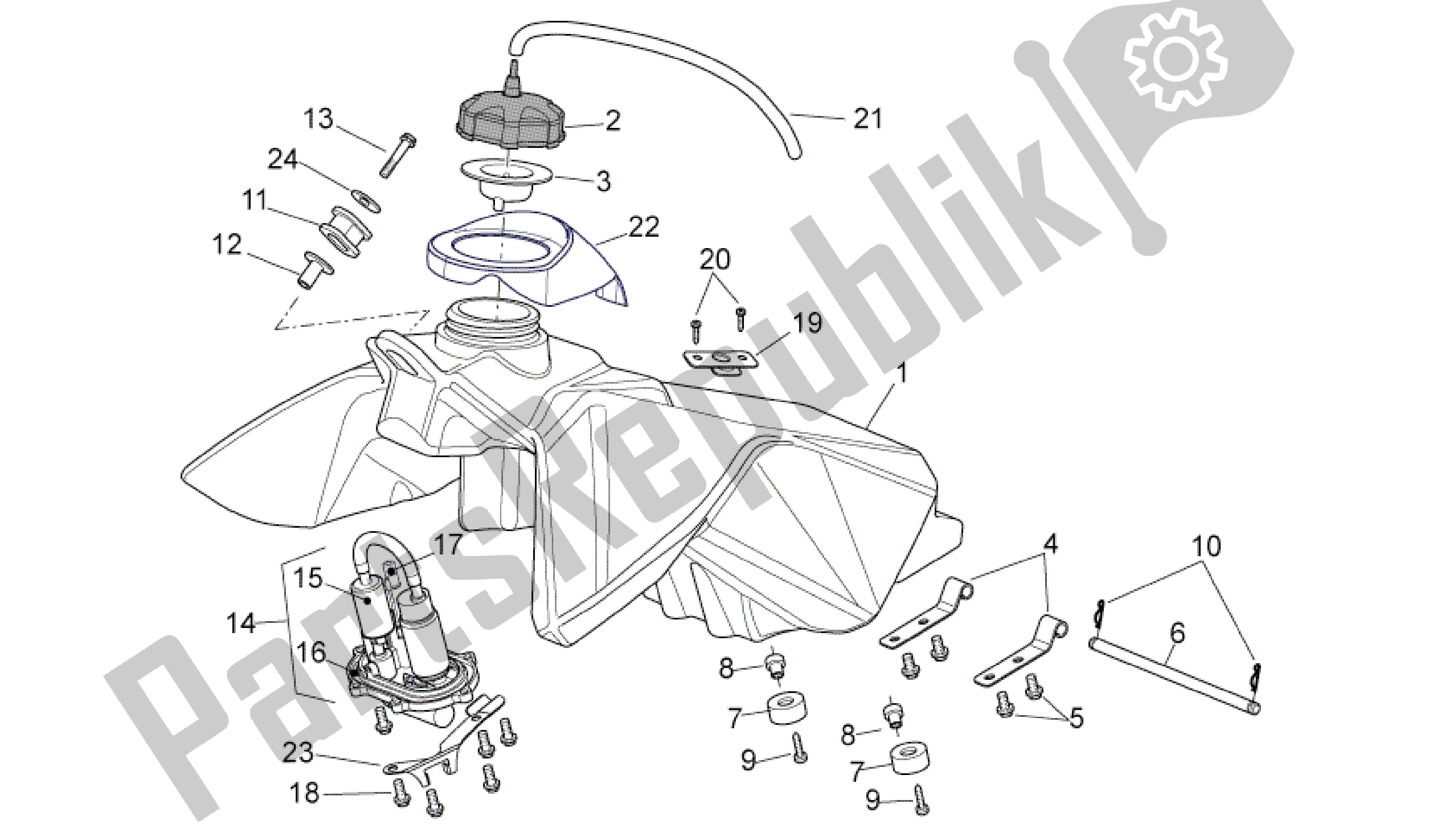 All parts for the Fuel Tank of the Aprilia SXV 450 2009 - 2011