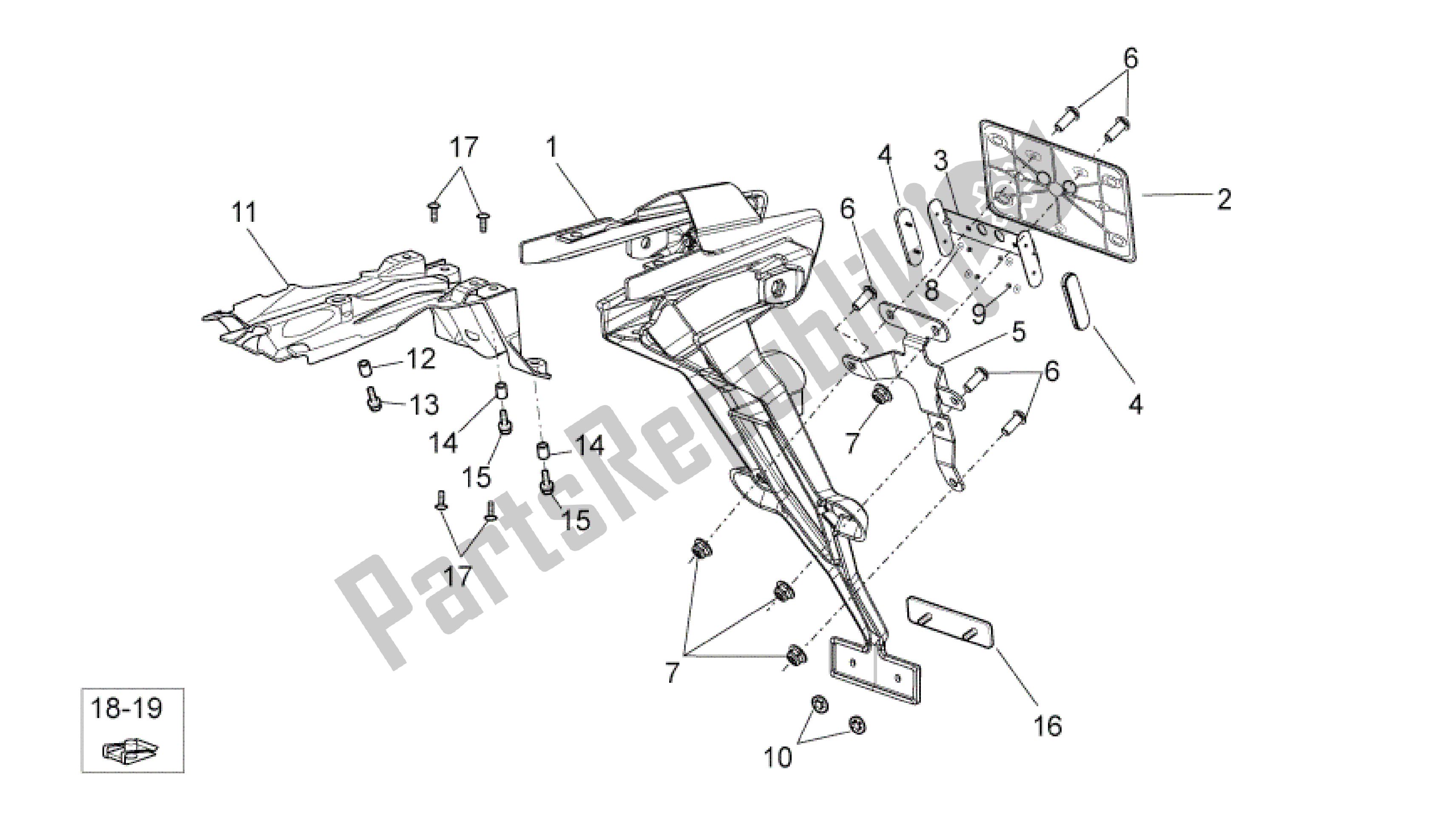 All parts for the Rear Body Ii of the Aprilia SXV 450 2009 - 2011