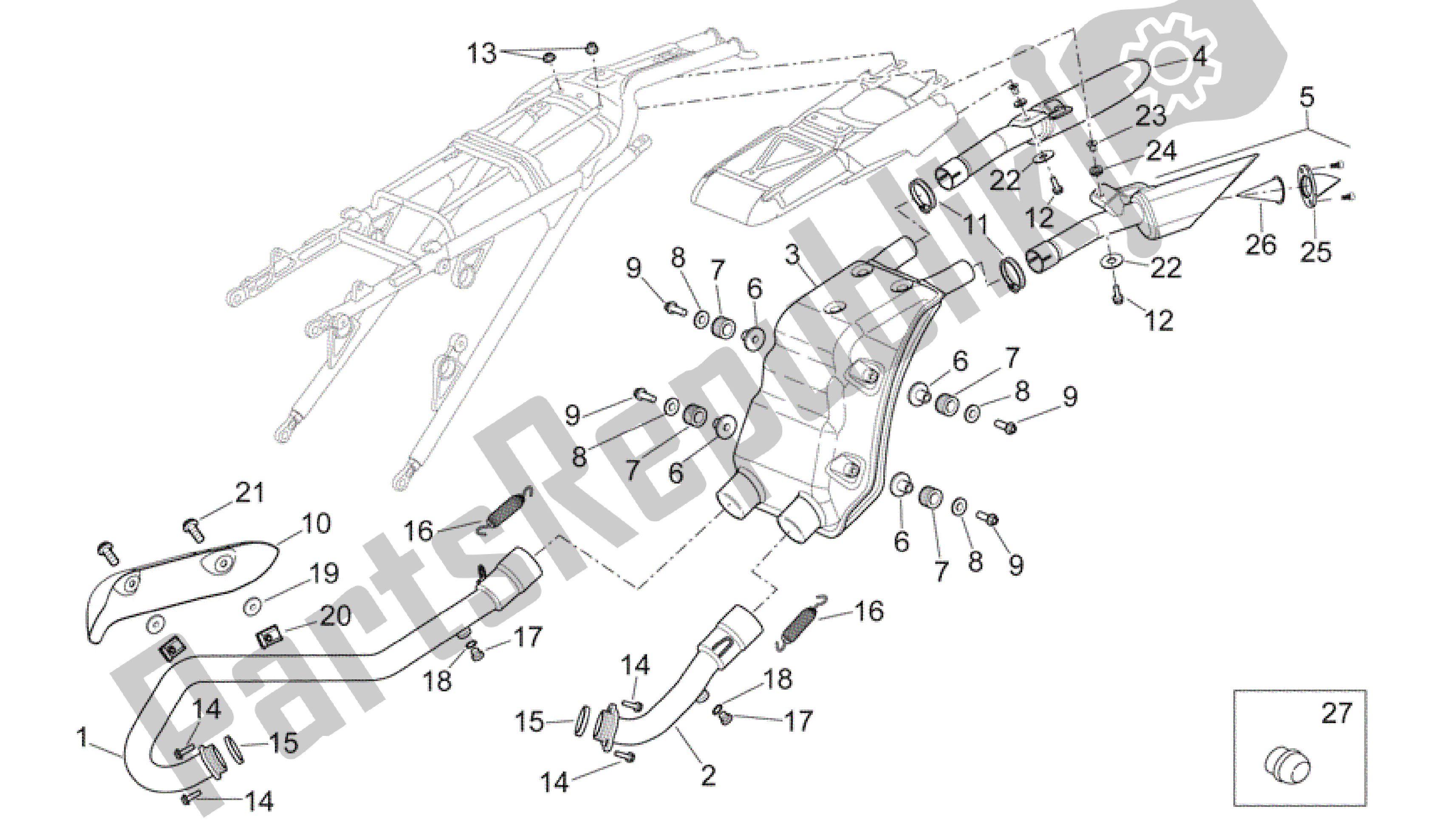 Toutes les pièces pour le Unité D'échappement du Aprilia SXV 450 2009 - 2011