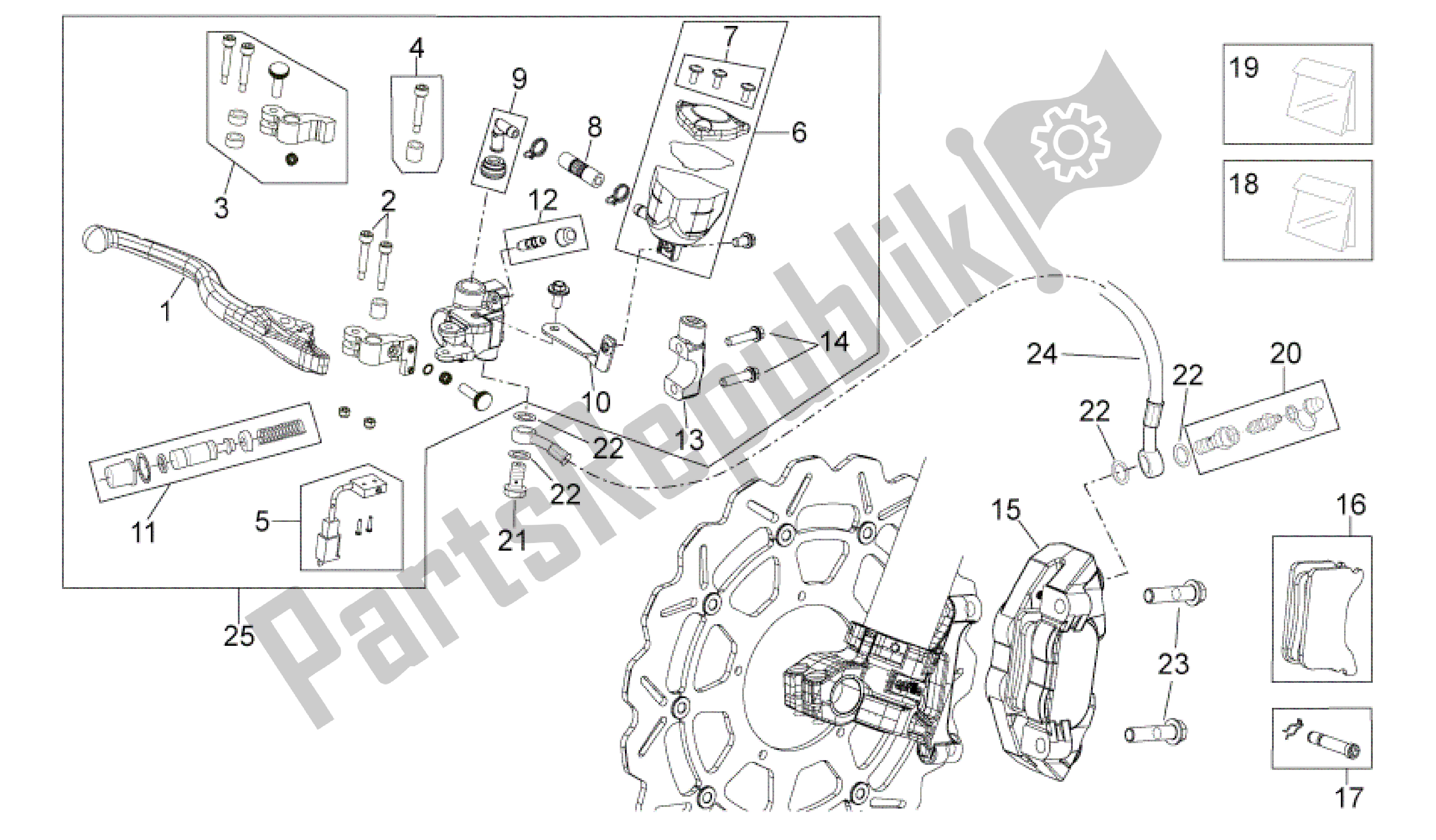 Alle Teile für das Vorderradbremssystem des Aprilia SXV 450 2009 - 2011