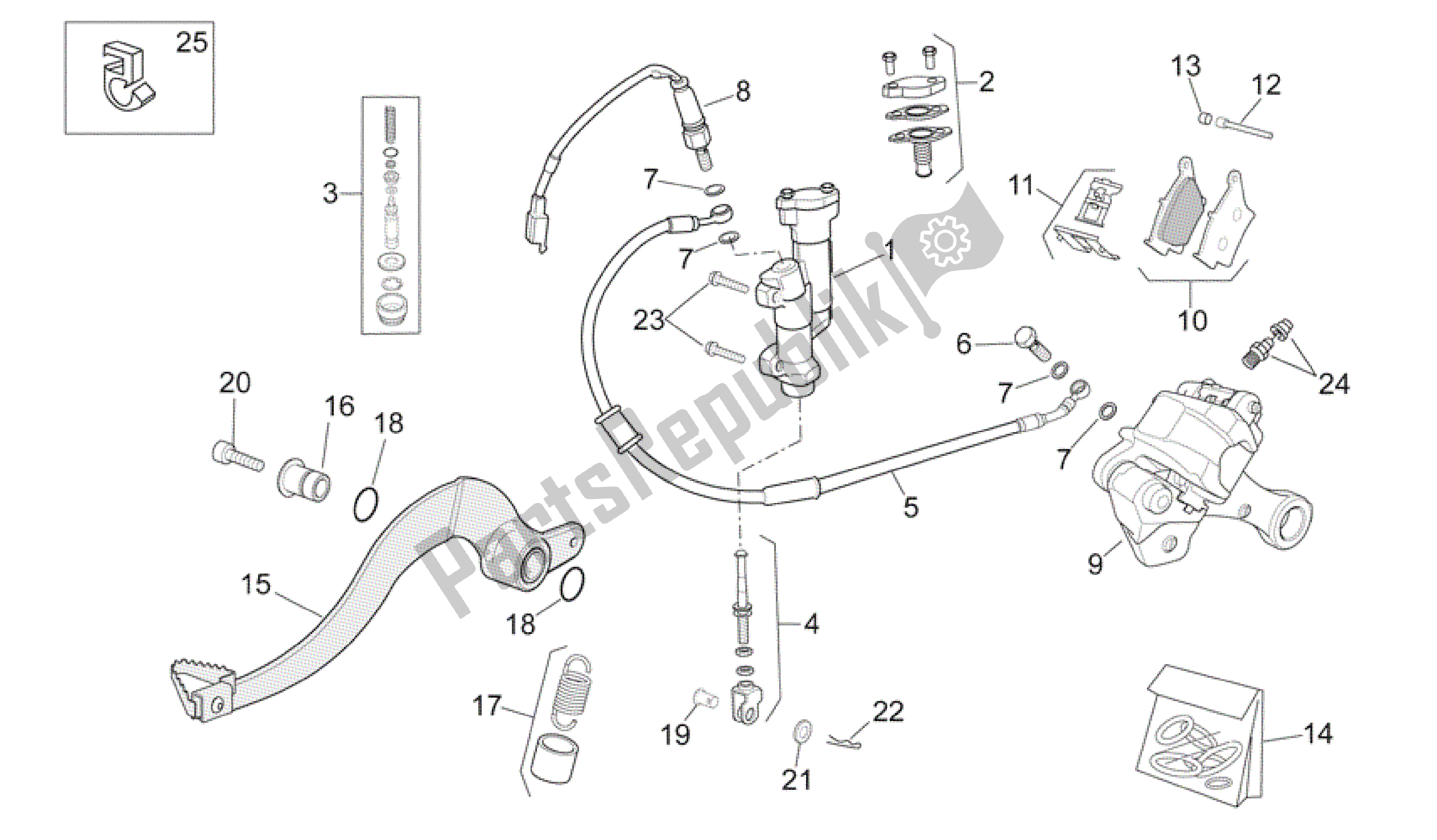 Wszystkie części do Tylny Uk? Ad Hamulcowy Aprilia SXV 450 2009 - 2011