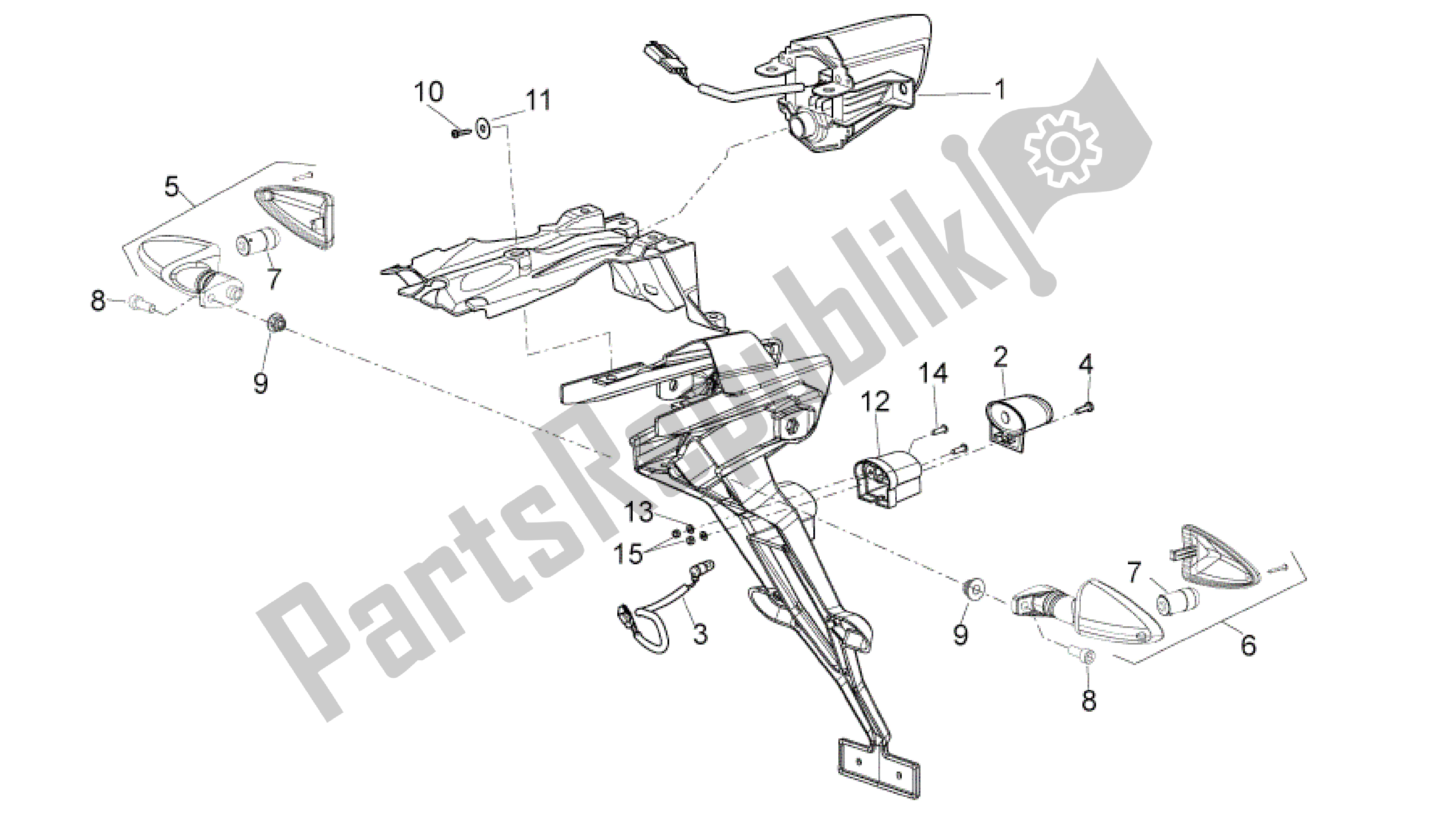 All parts for the Rear Lights of the Aprilia SXV 450 2009 - 2011