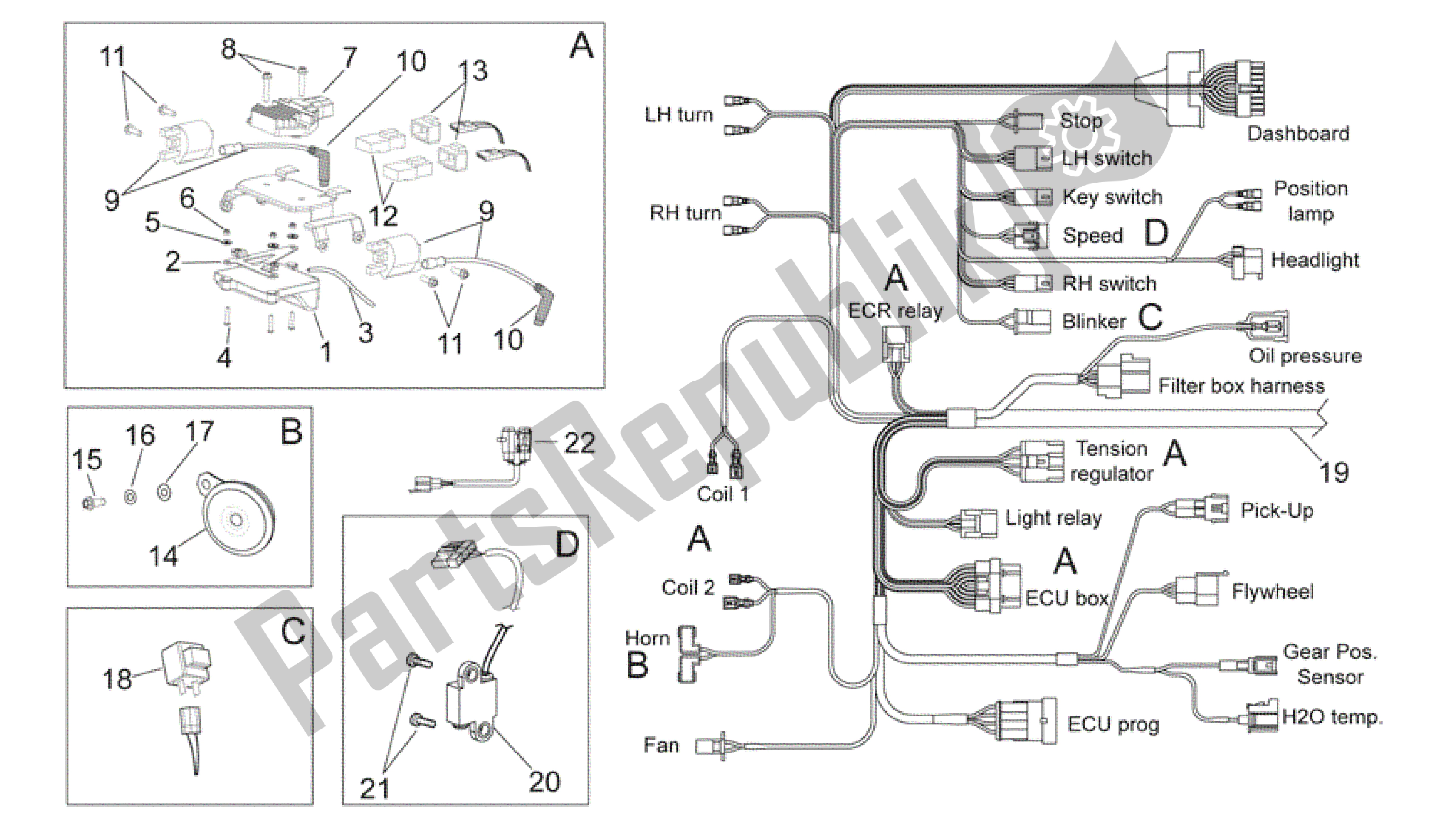 All parts for the Electrical System I of the Aprilia SXV 450 2009 - 2011