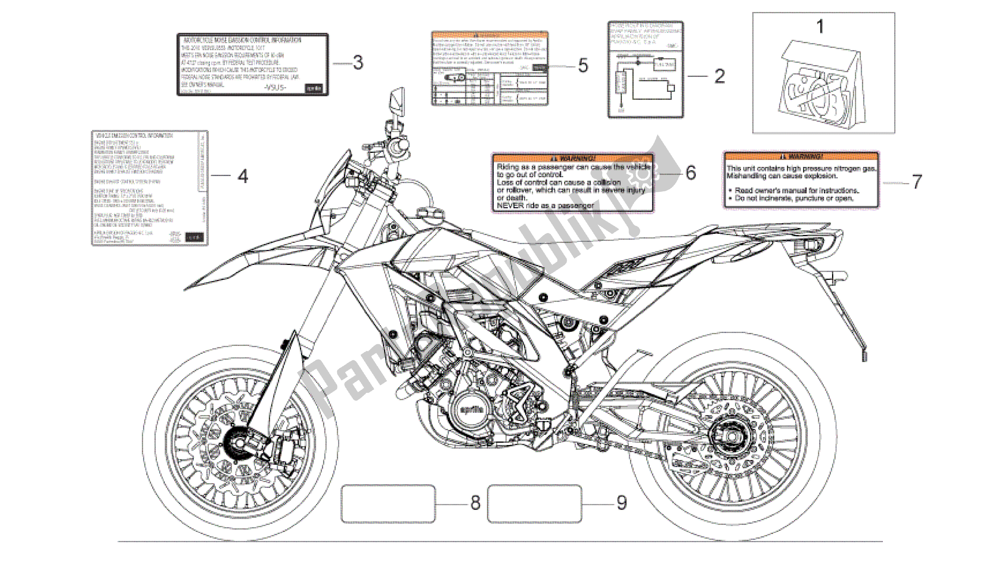 Tutte le parti per il Decalcomania del Aprilia SXV 450 2009 - 2011