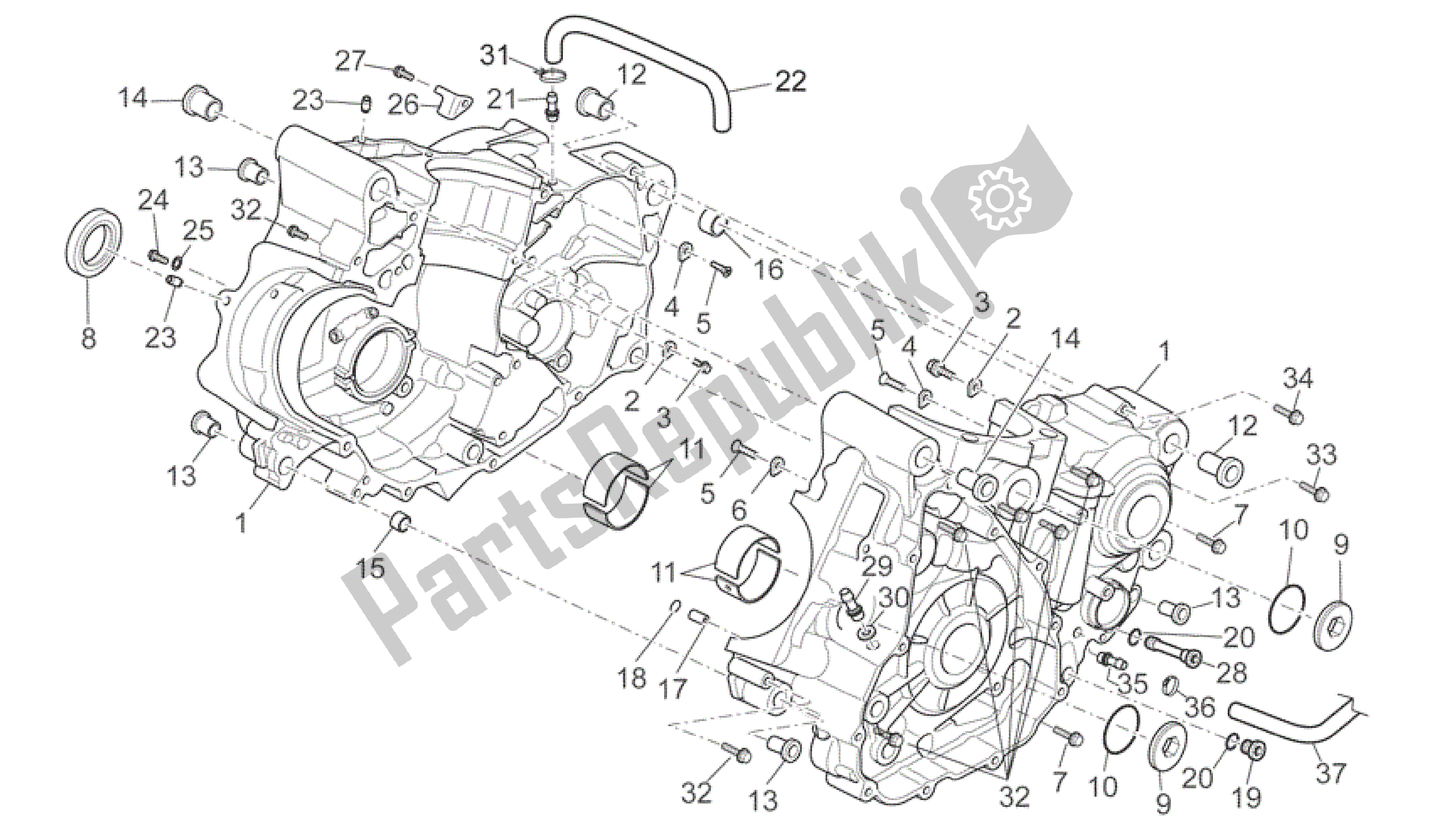 Tutte le parti per il Basamento I del Aprilia SXV 450 2009 - 2011