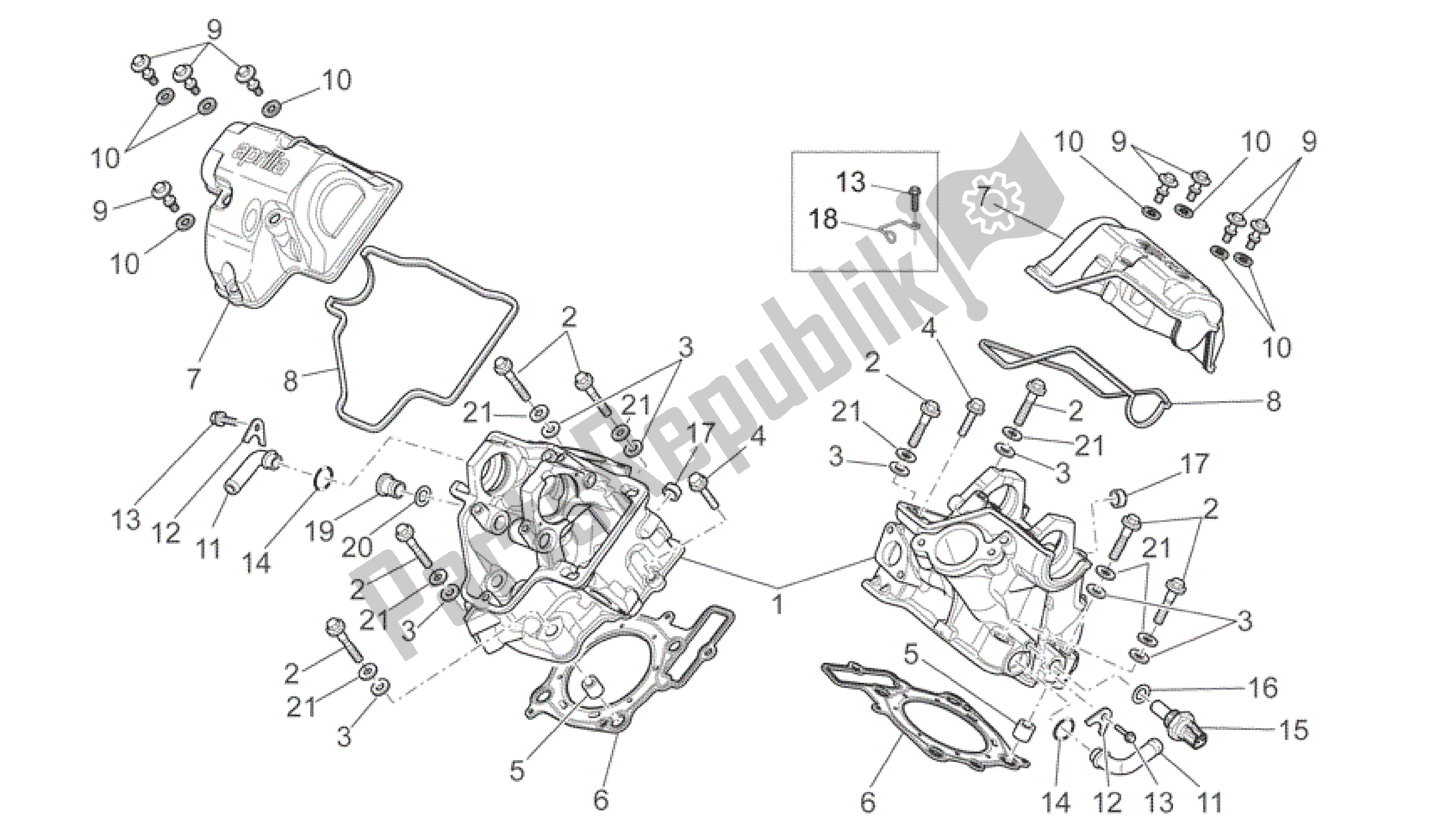 All parts for the Cylinder Head of the Aprilia SXV 450 2009 - 2011