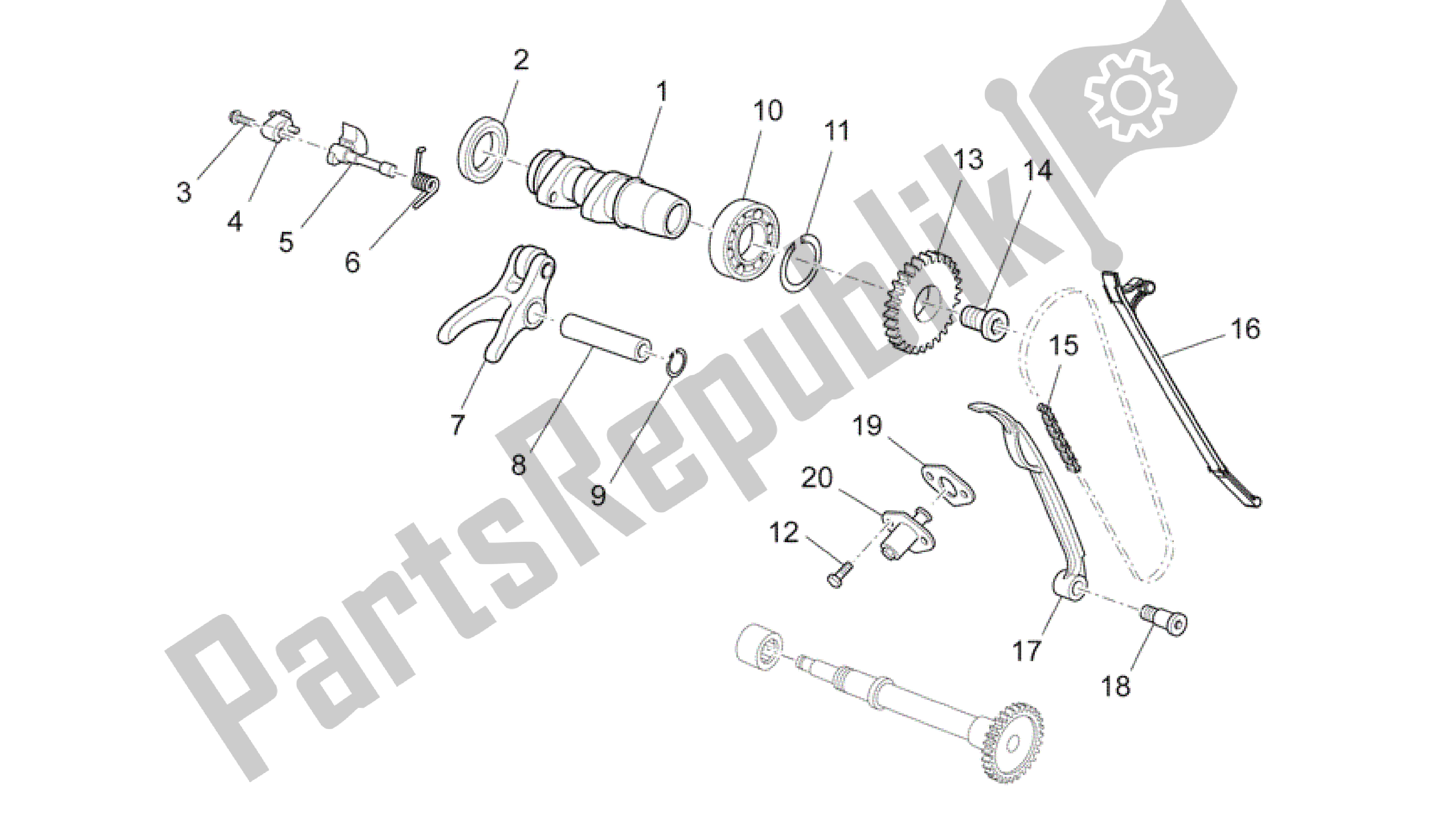 Wszystkie części do Uk? Ad Rozrz? Du Przedniego Cylindra Aprilia SXV 450 2009 - 2011