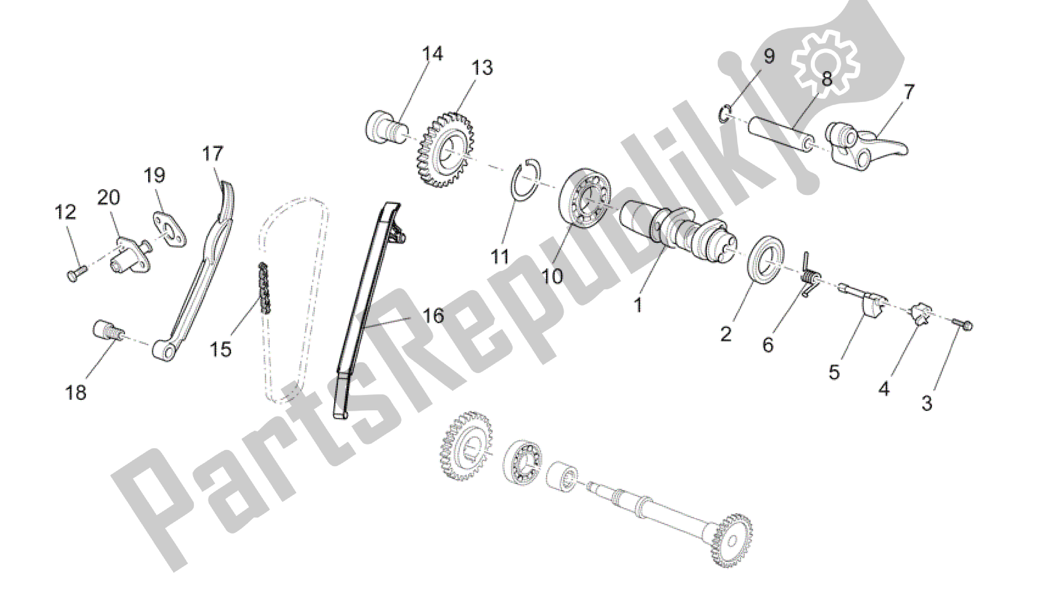 Wszystkie części do Uk? Ad Rozrz? Du Z Tylnym Cylindrem Aprilia SXV 450 2009 - 2011