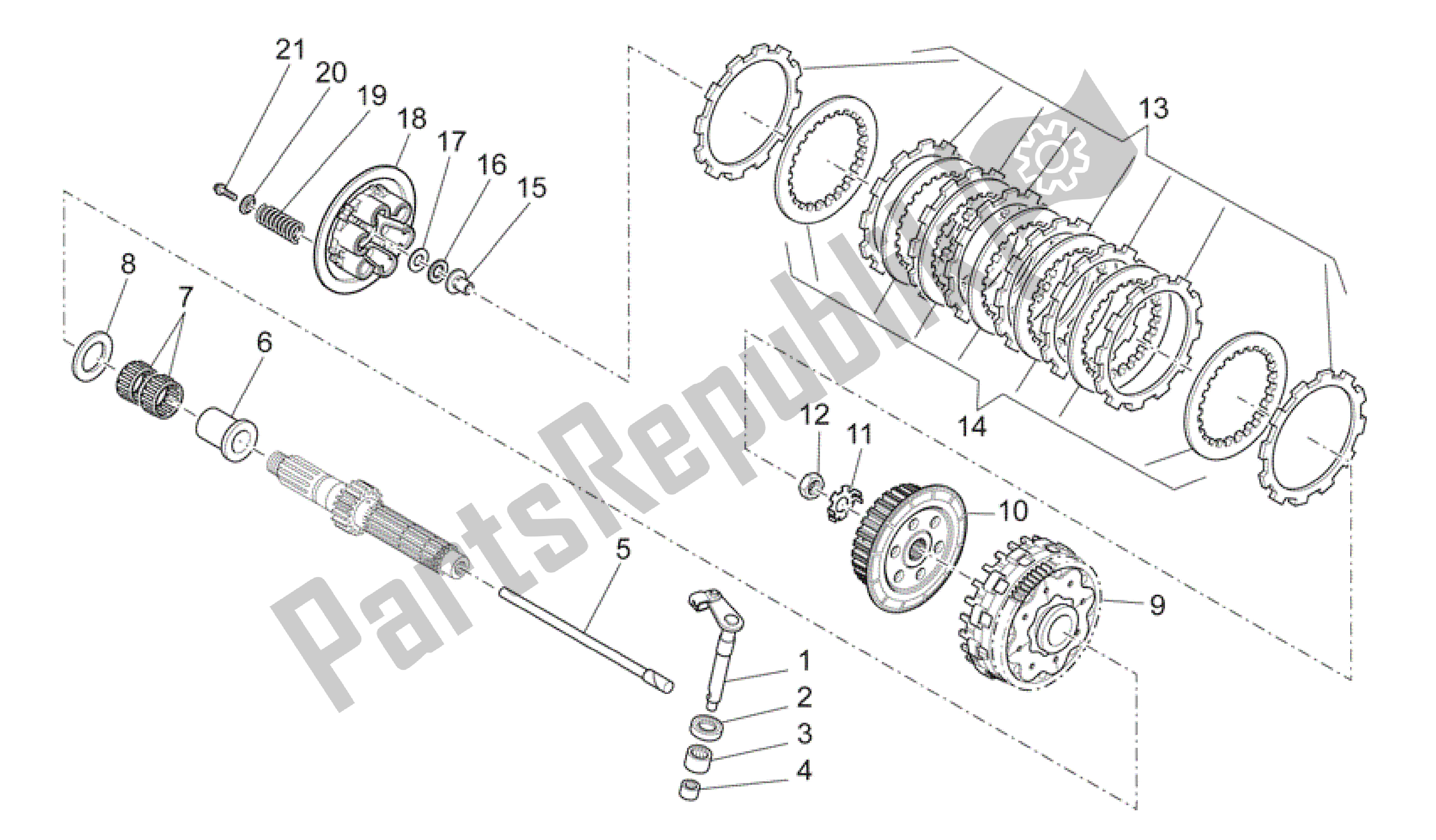 All parts for the Clutch of the Aprilia SXV 450 2009 - 2011