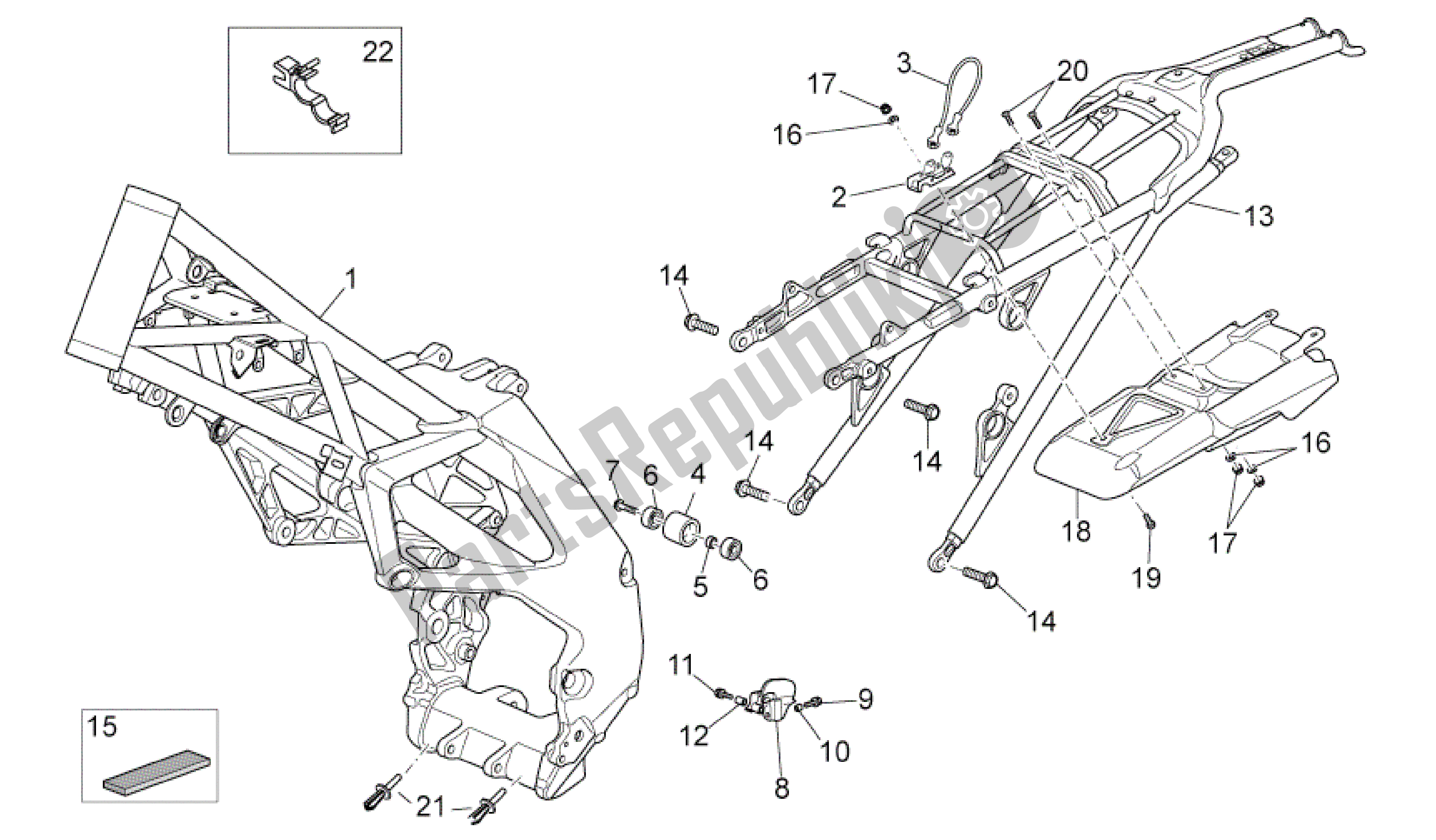 All parts for the Frame of the Aprilia SXV 550 2009 - 2011