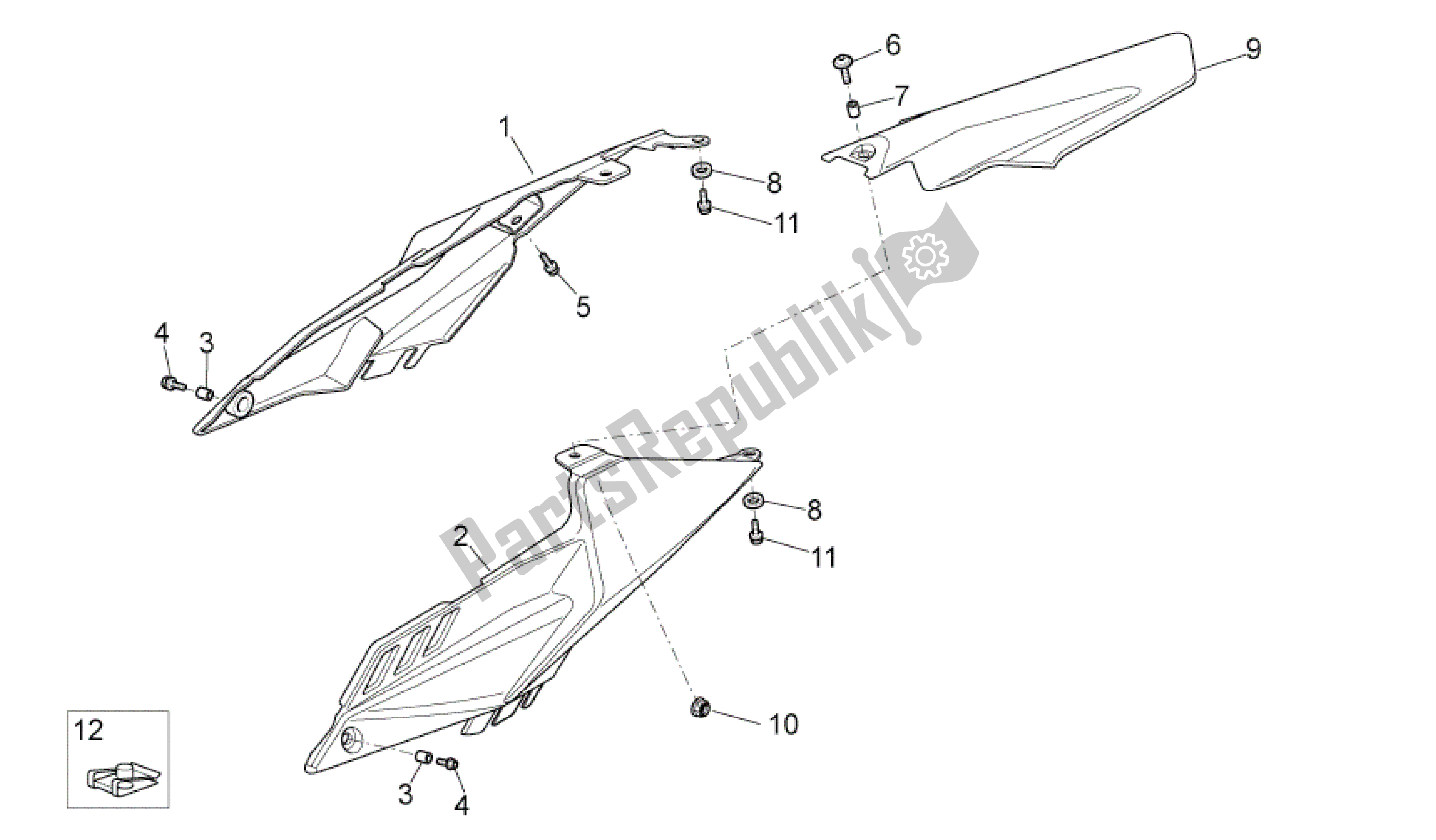 Todas as partes de Corpo Traseiro Eu do Aprilia SXV 550 2009 - 2011