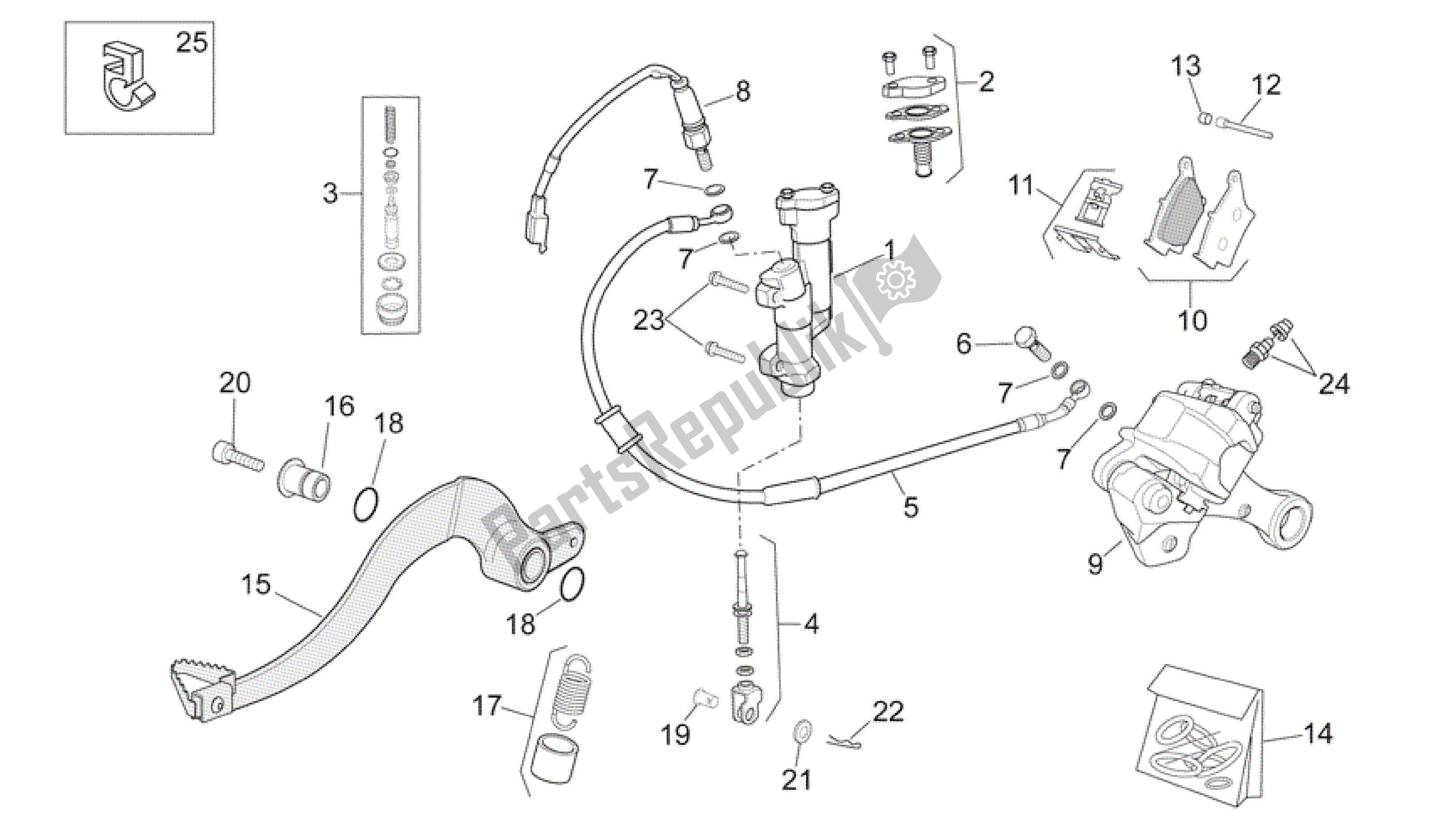 All parts for the Rear Brake System of the Aprilia SXV 550 2009 - 2011