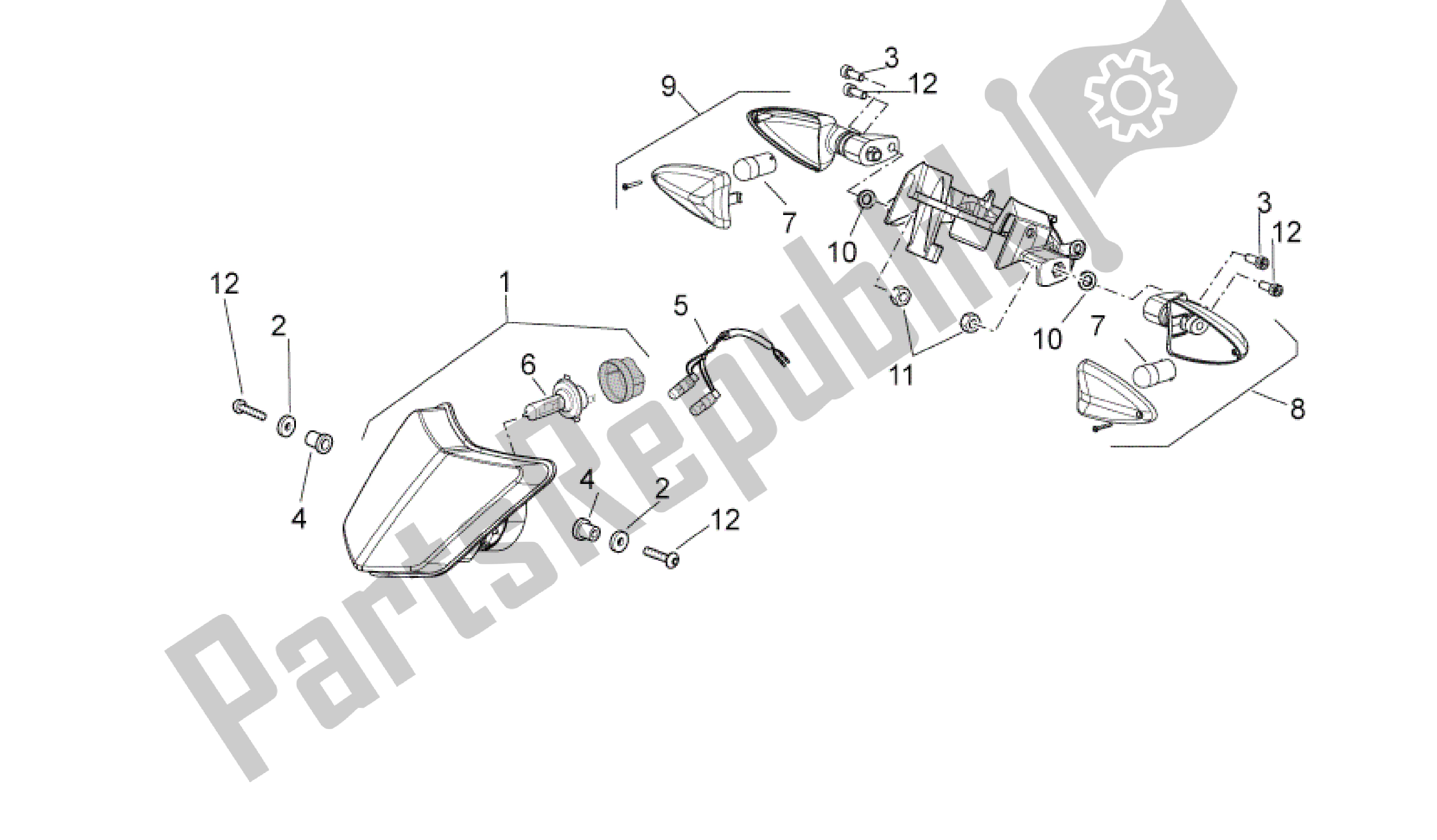 All parts for the Front Lights of the Aprilia SXV 550 2009 - 2011