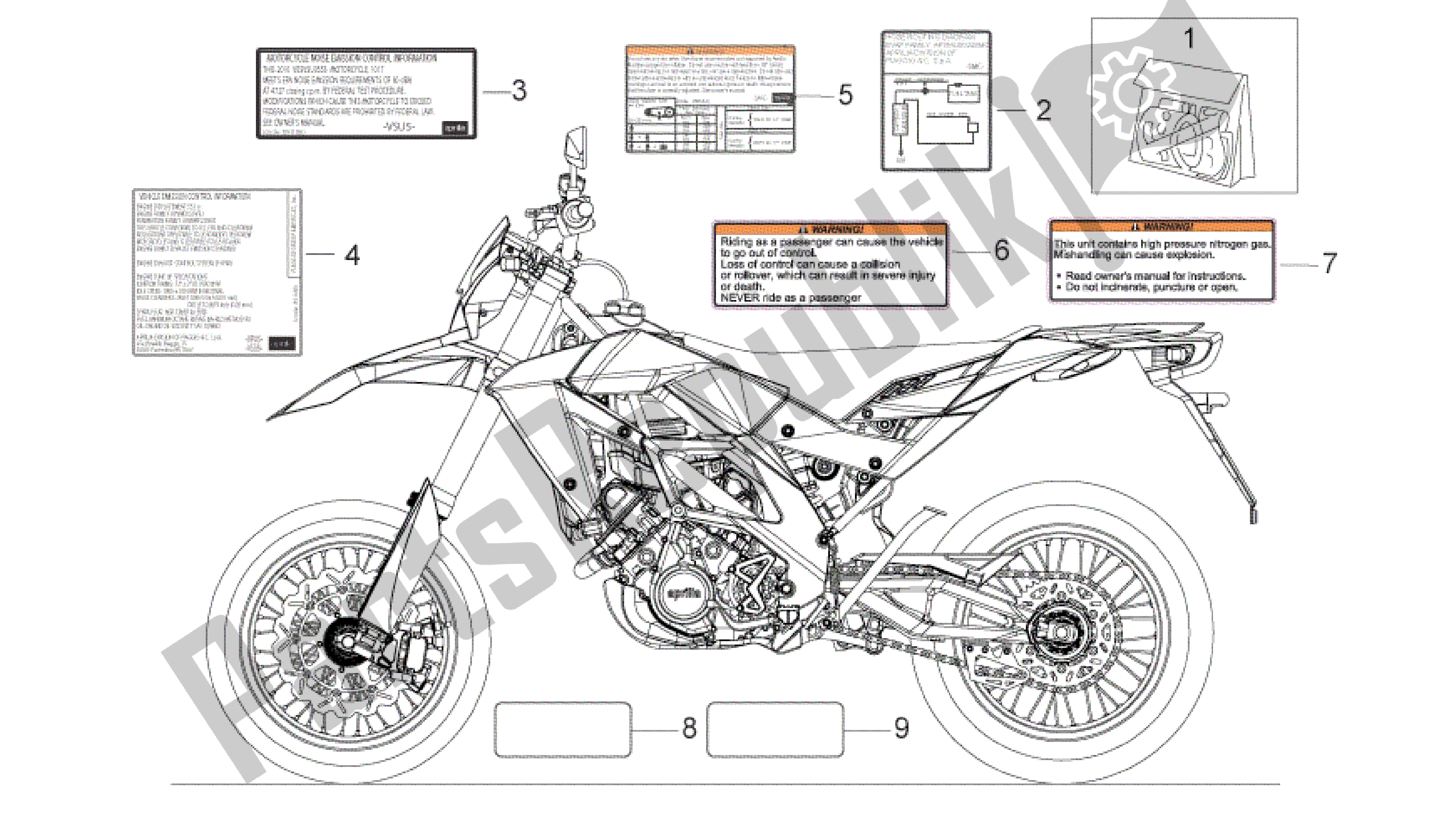 Tutte le parti per il Decalcomania del Aprilia SXV 550 2009 - 2011