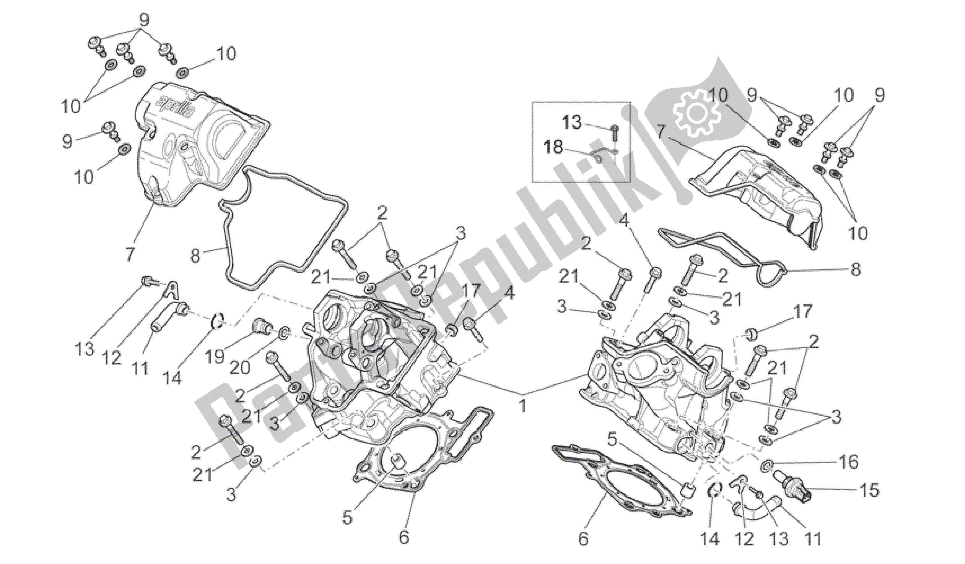 All parts for the Cylinder Head of the Aprilia SXV 550 2009 - 2011