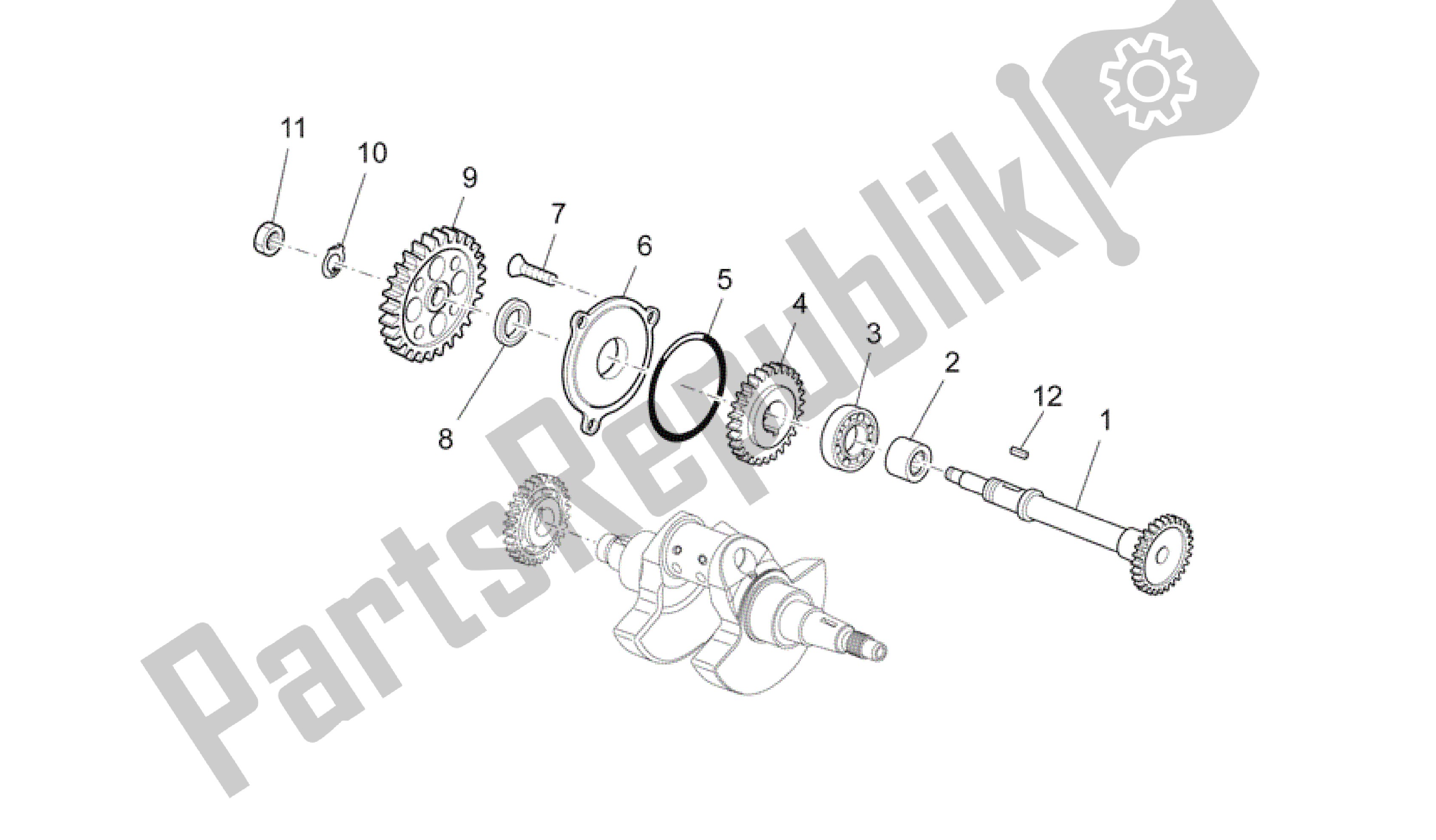 All parts for the Transmission Shaft of the Aprilia SXV 550 2009 - 2011