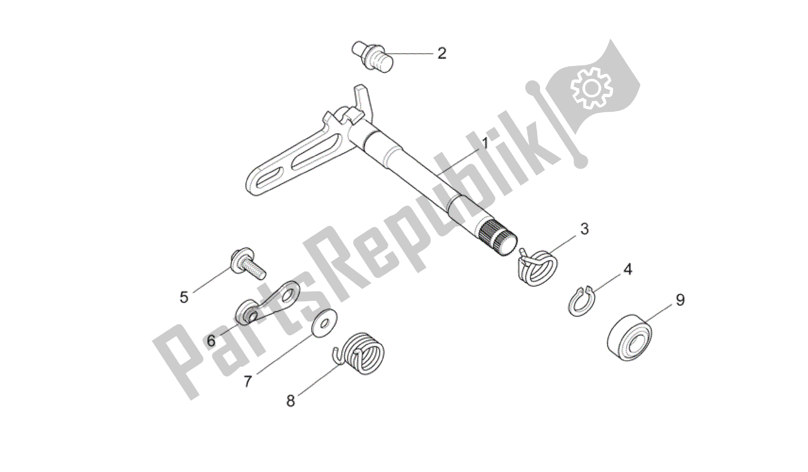 Alle onderdelen voor de Keuzehendel Versnellingsbak I van de Aprilia SXV 550 2009 - 2011