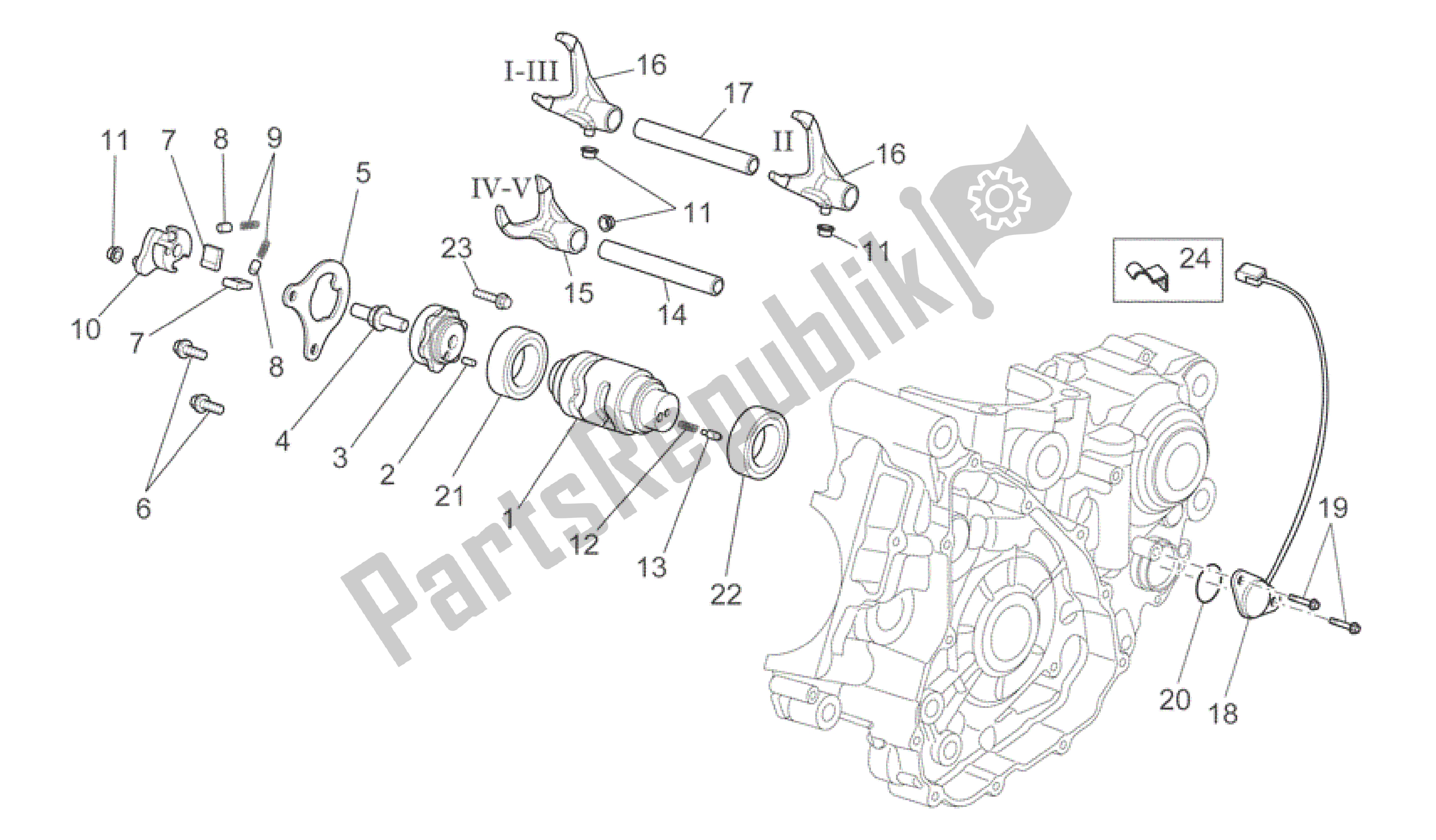 Todas las partes para Selector De Caja De Cambios Ii de Aprilia SXV 550 2009 - 2011