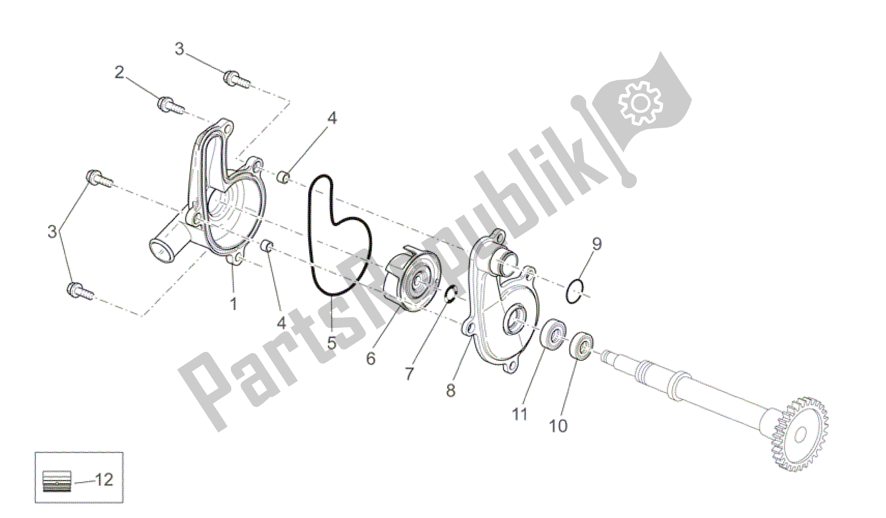 All parts for the Water Pump of the Aprilia SXV 550 2009 - 2011