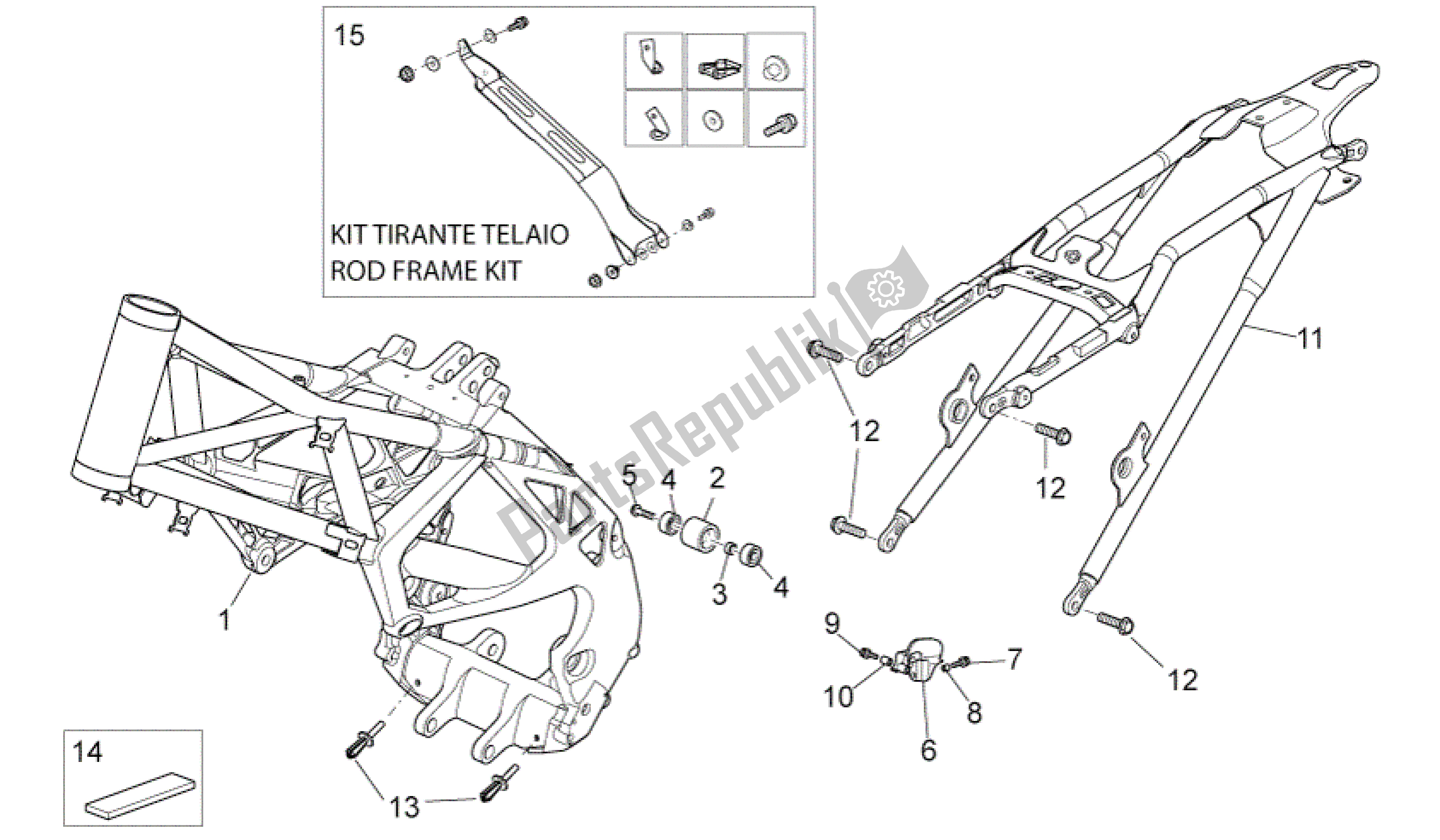 All parts for the Frame of the Aprilia MXV 450 2008 - 2010