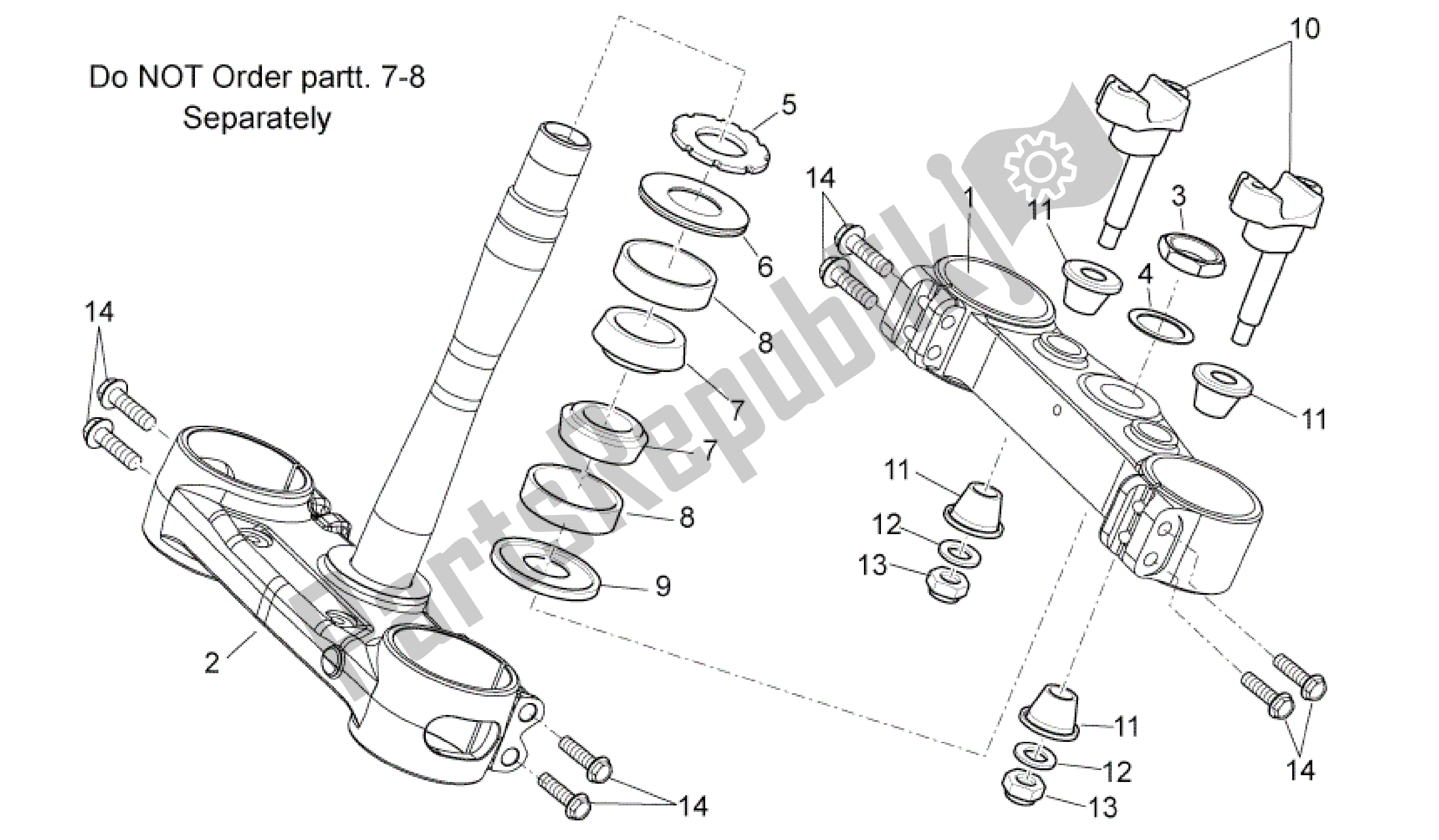 All parts for the Steering of the Aprilia MXV 450 2008 - 2010