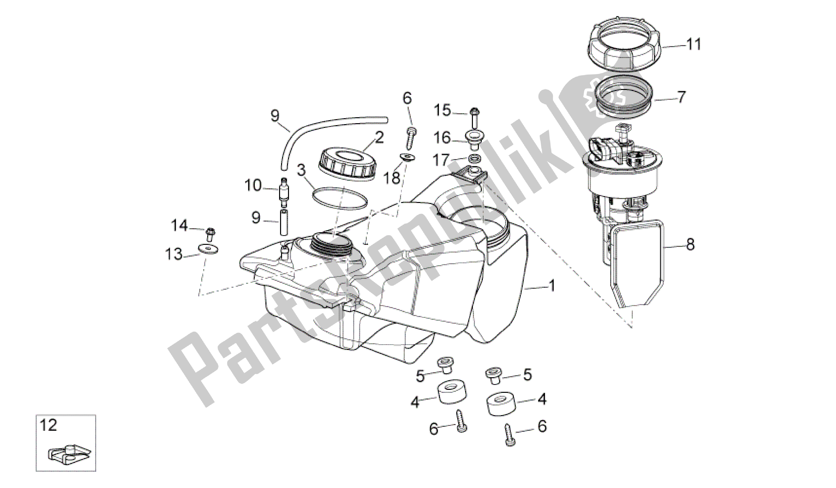 All parts for the Fuel Tank of the Aprilia MXV 450 2008 - 2010