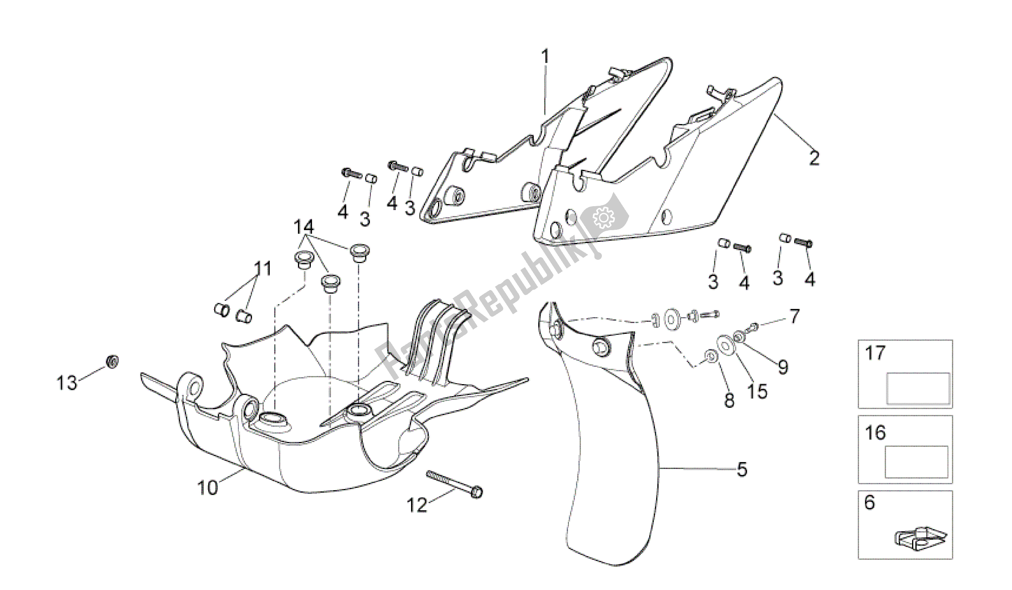 Todas las partes para Cuerpo Central de Aprilia MXV 450 2008 - 2010