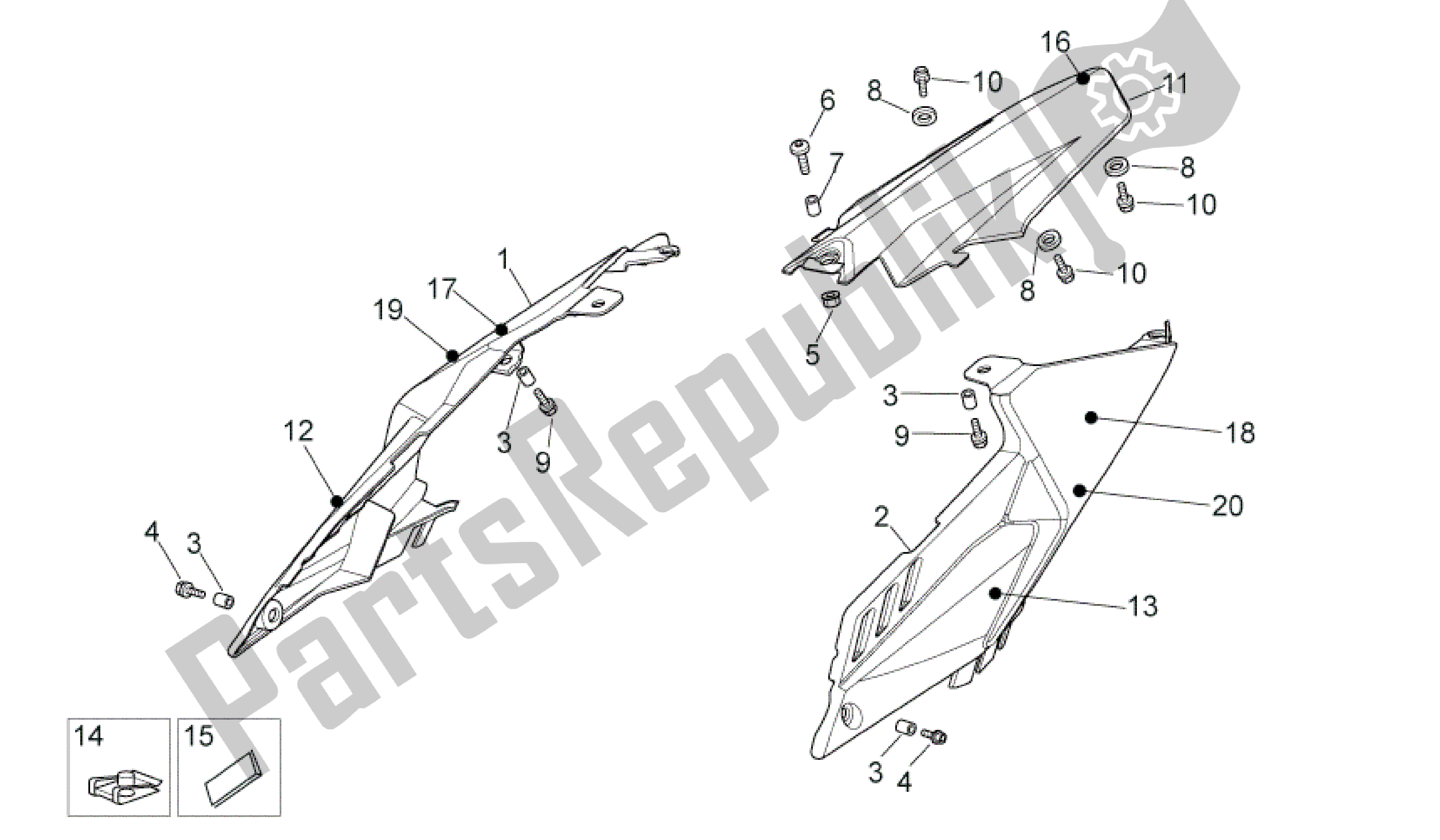 Tutte le parti per il Corpo Posteriore del Aprilia MXV 450 2008 - 2010