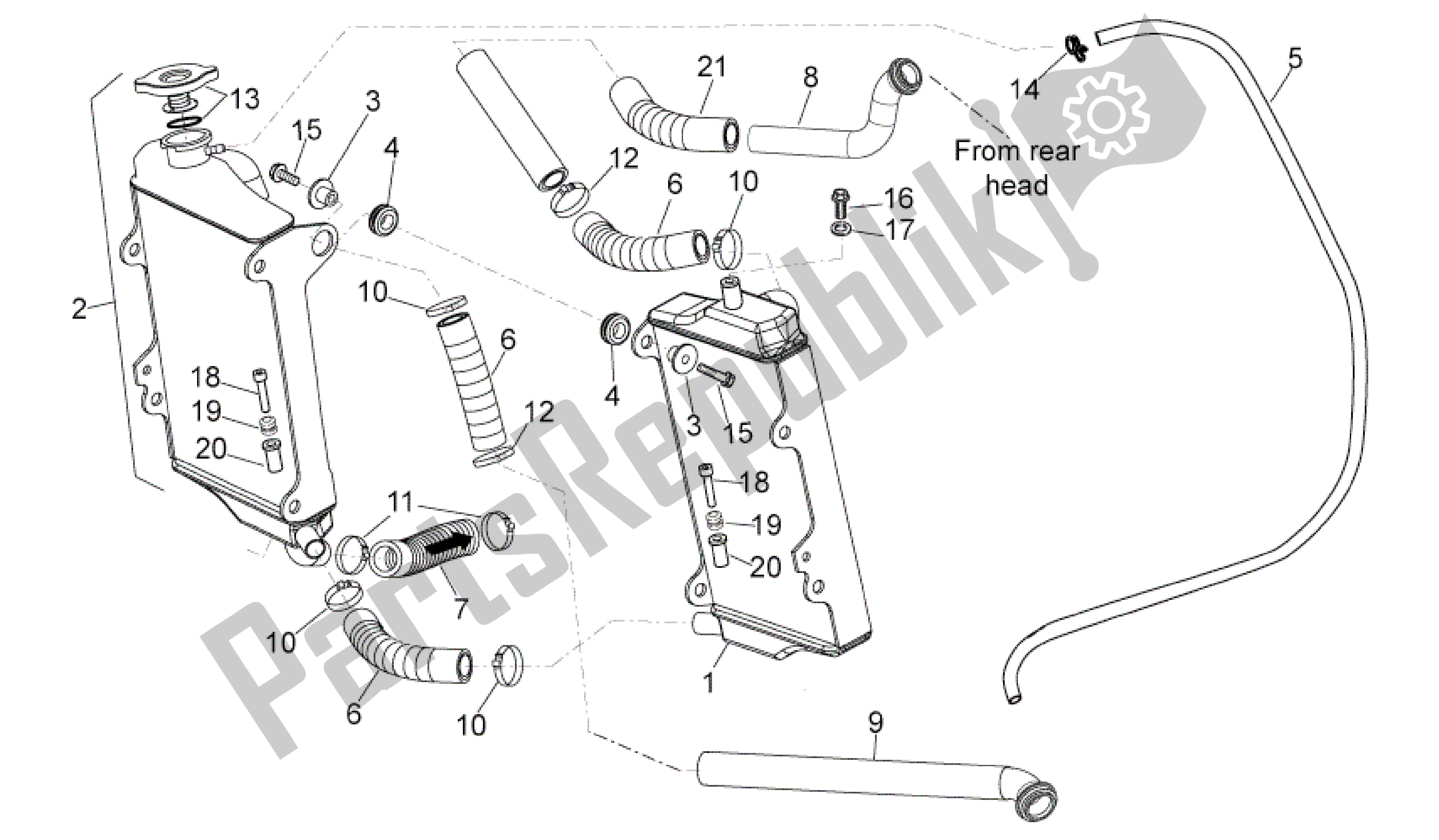 All parts for the Cooling System of the Aprilia MXV 450 2008 - 2010