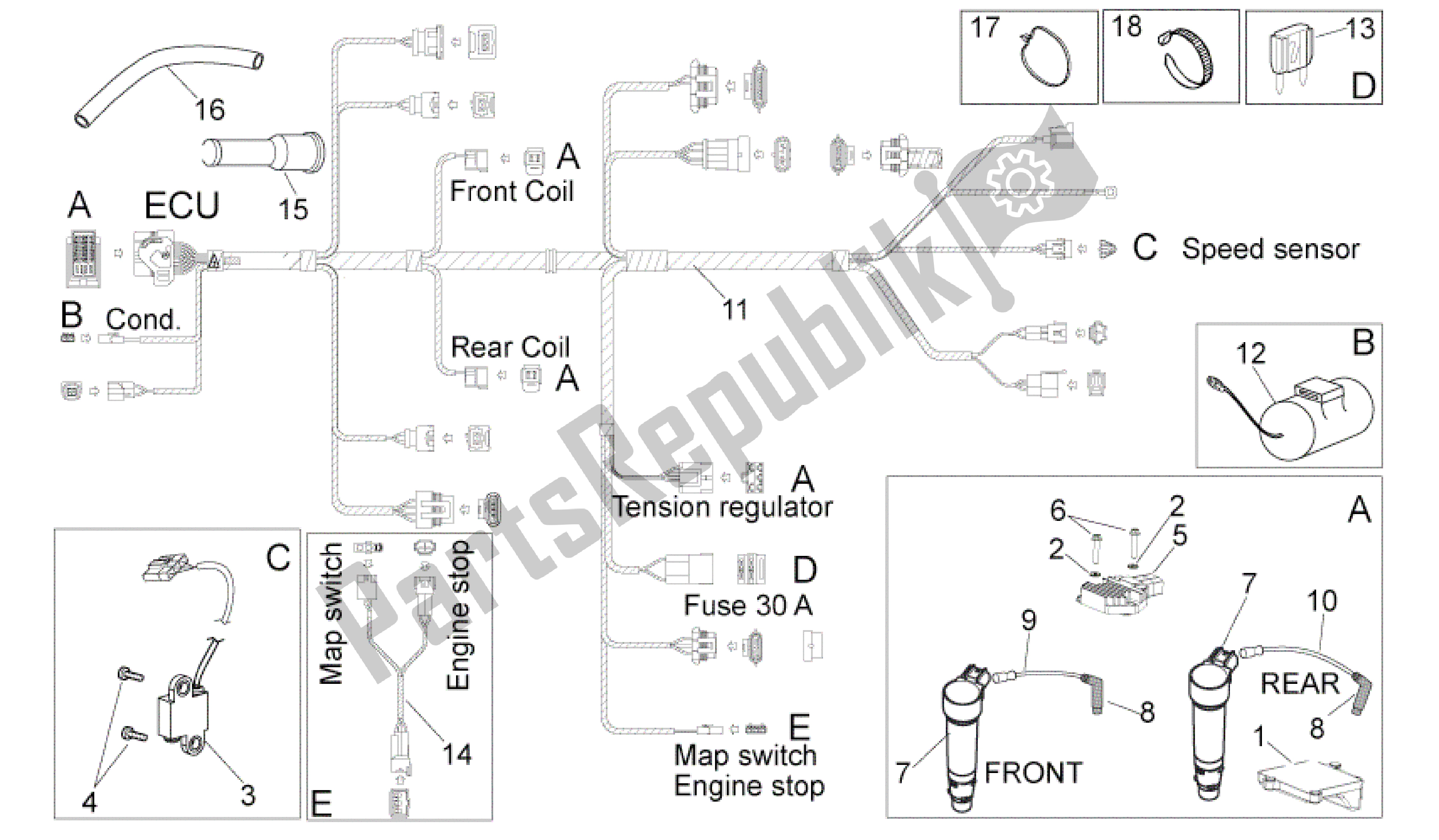 All parts for the Electrical System of the Aprilia MXV 450 2008 - 2010