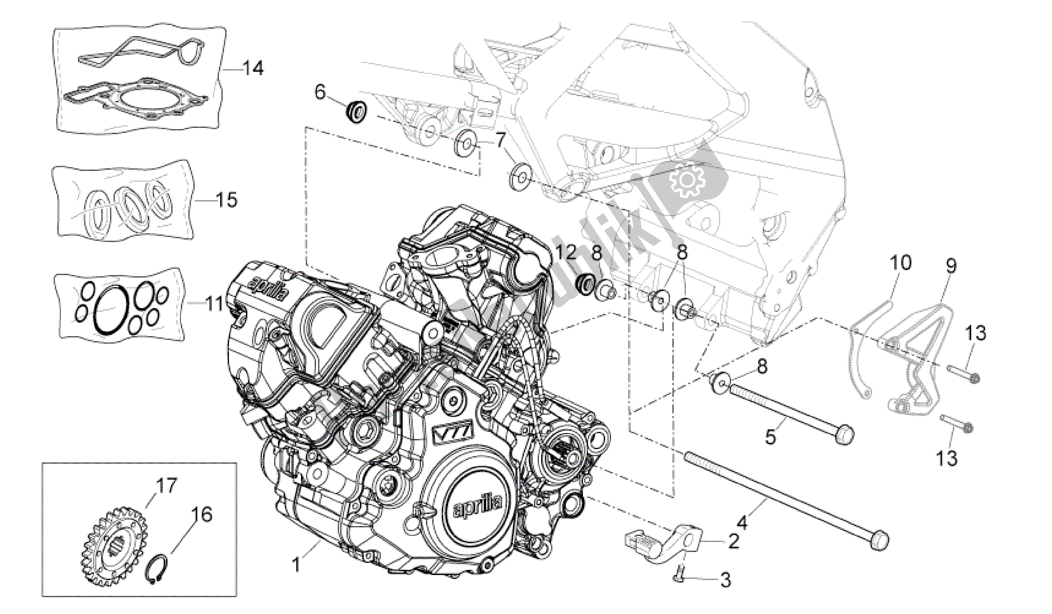 All parts for the Engine of the Aprilia MXV 450 2008 - 2010